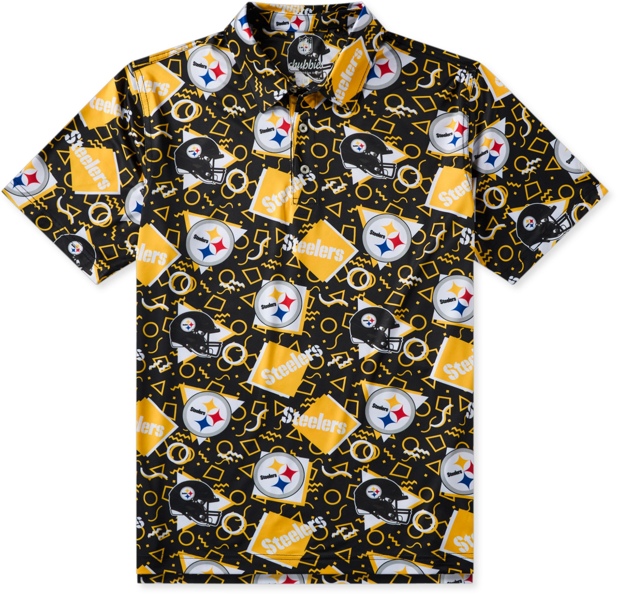 chubbies Men's Pittsburgh Steelers Black Game Day Polo