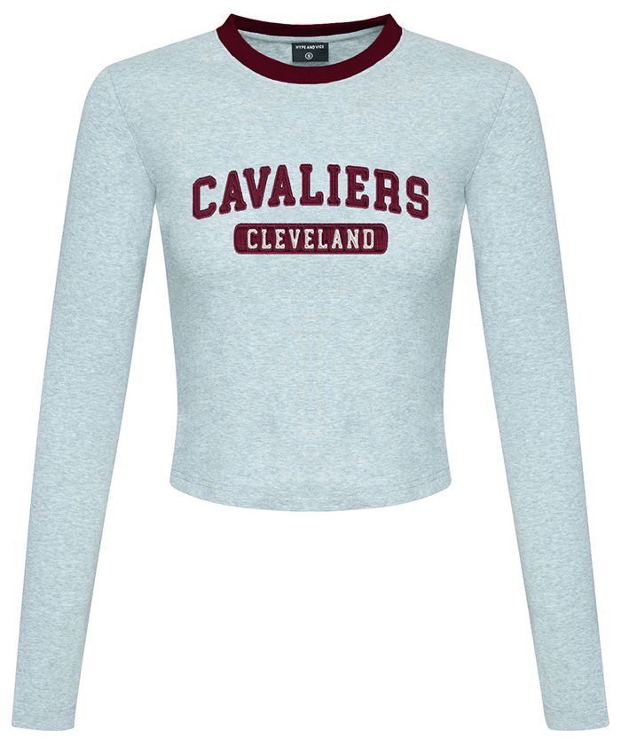 Hype and Vice Women's Cleveland Cavaliers Wordmark Crop Long Sleeve Shirt