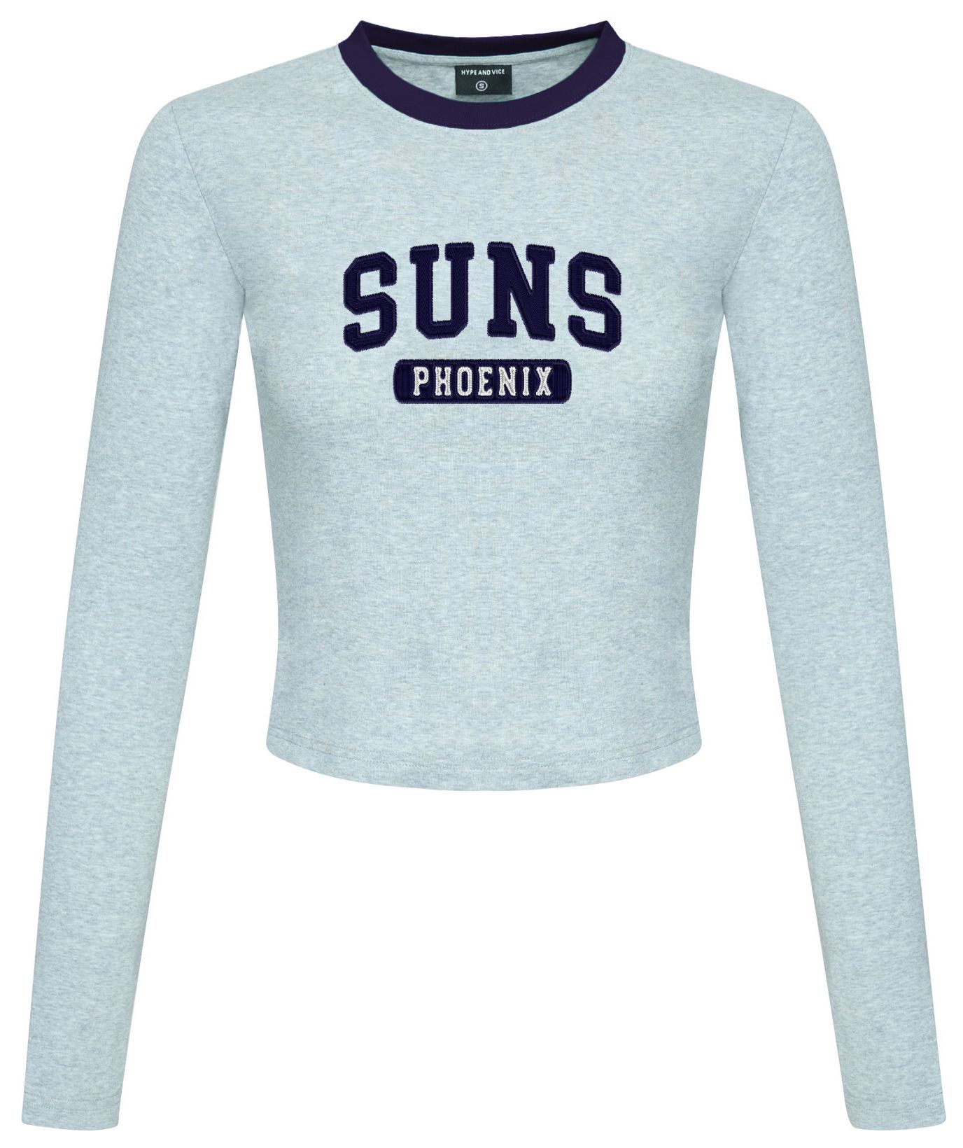 Hype and Vice Women's Phoenix Suns Wordmark Crop Long Sleeve Shirt