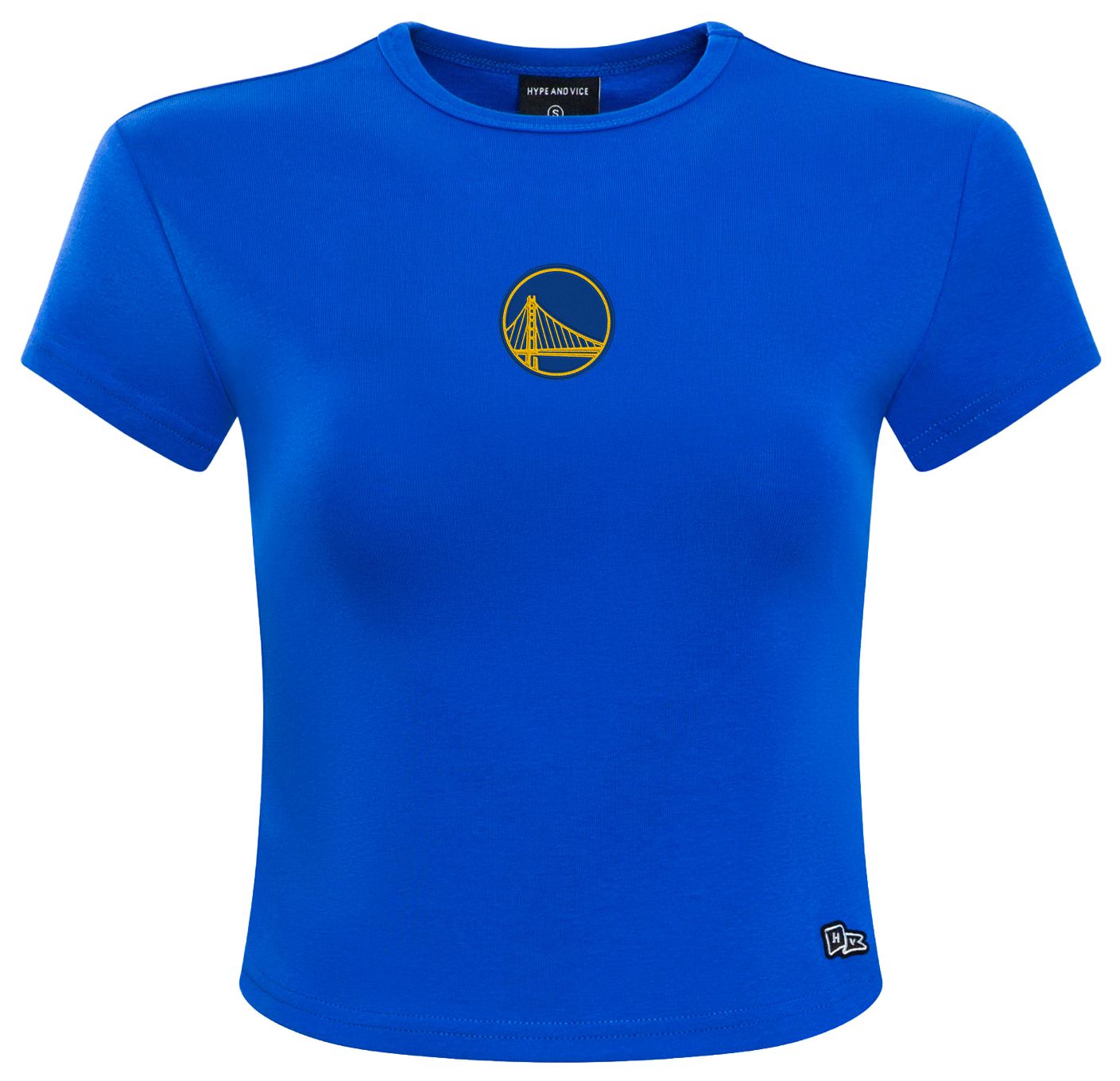 Hype and Vice Women's Golden State Warriors Logo Crop T-Shirt