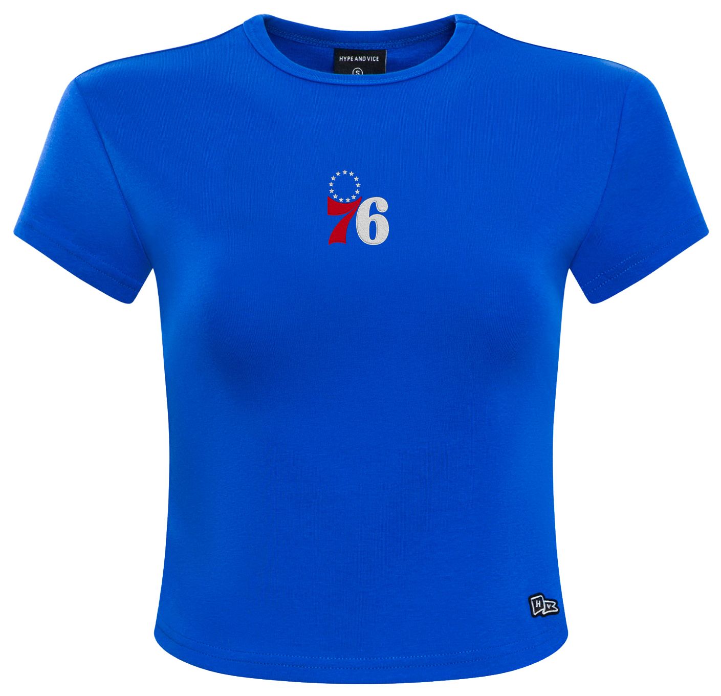 Hype and Vice Women's Philadelphia 76ers Logo Crop T-Shirt