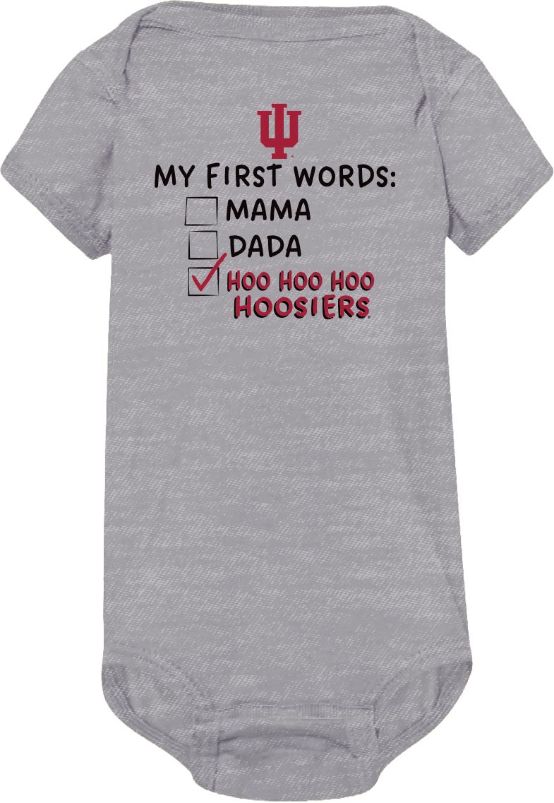 Image One Infant Indiana Hoosiers Heather First Word Onesie