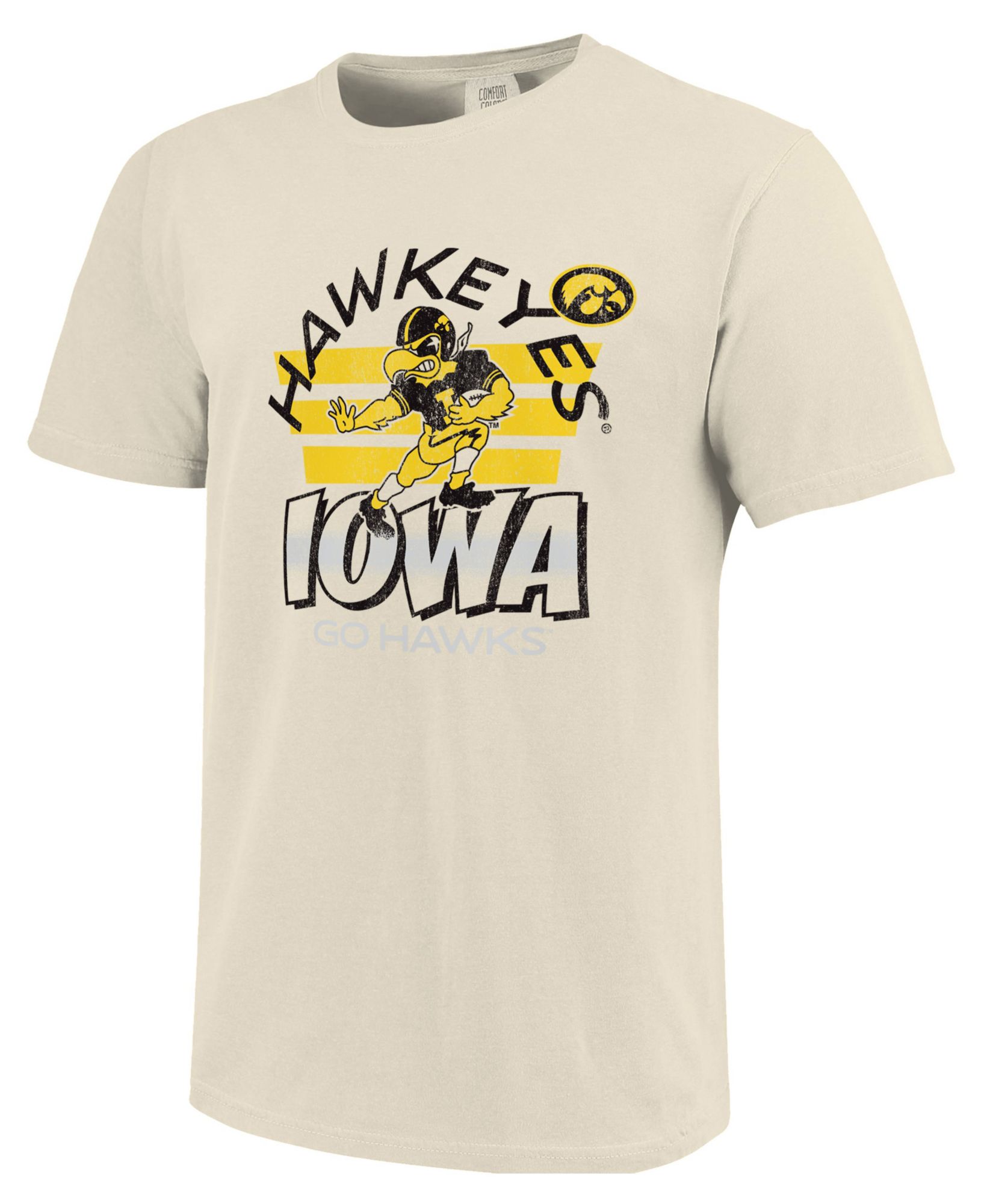 Image One Men's Iowa State Cyclones Ivory Triple Stripe Overlay T-Shirt