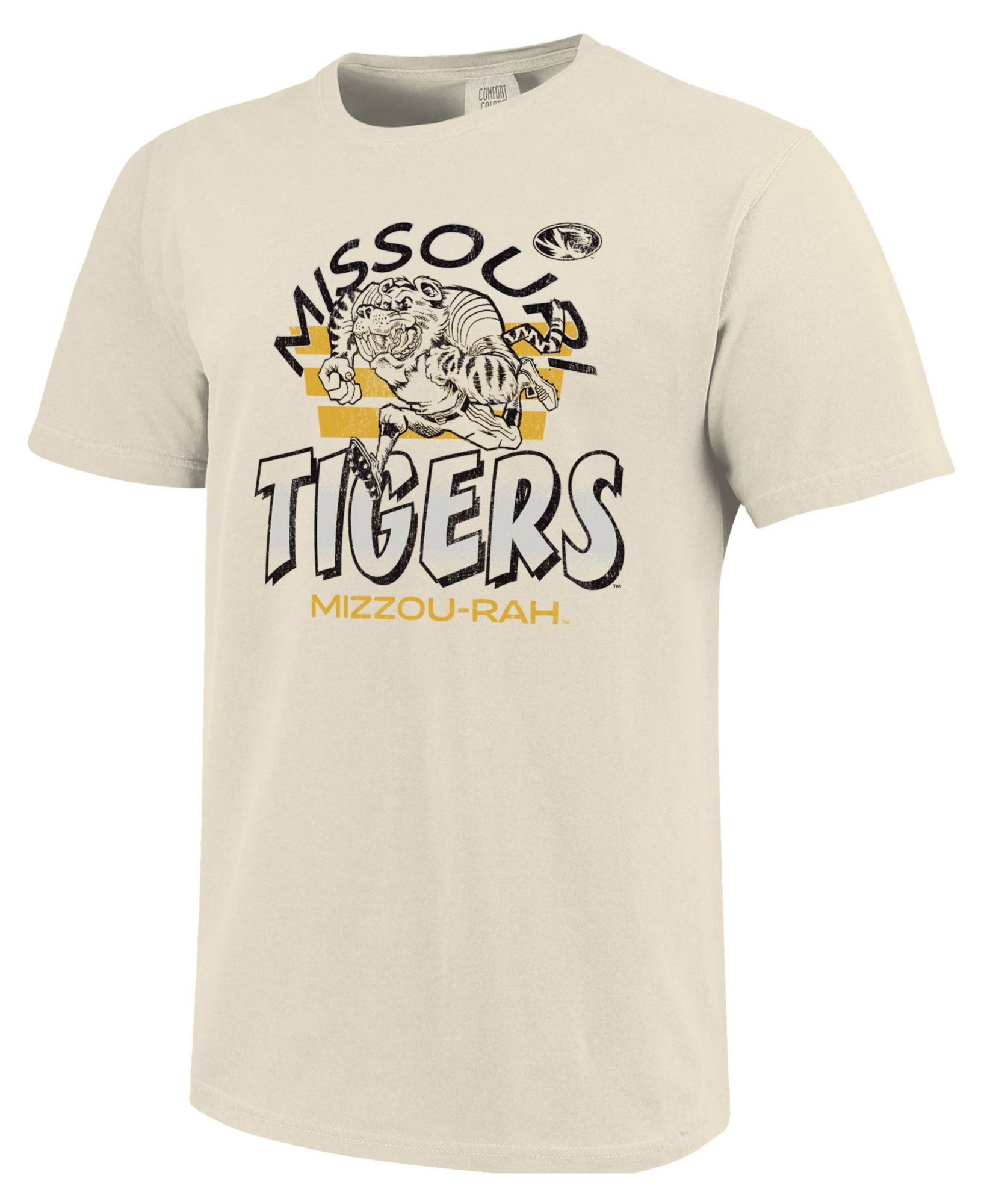 Image One Men's Missouri Tigers Ivory Triple Stripe Overlay T-Shirt