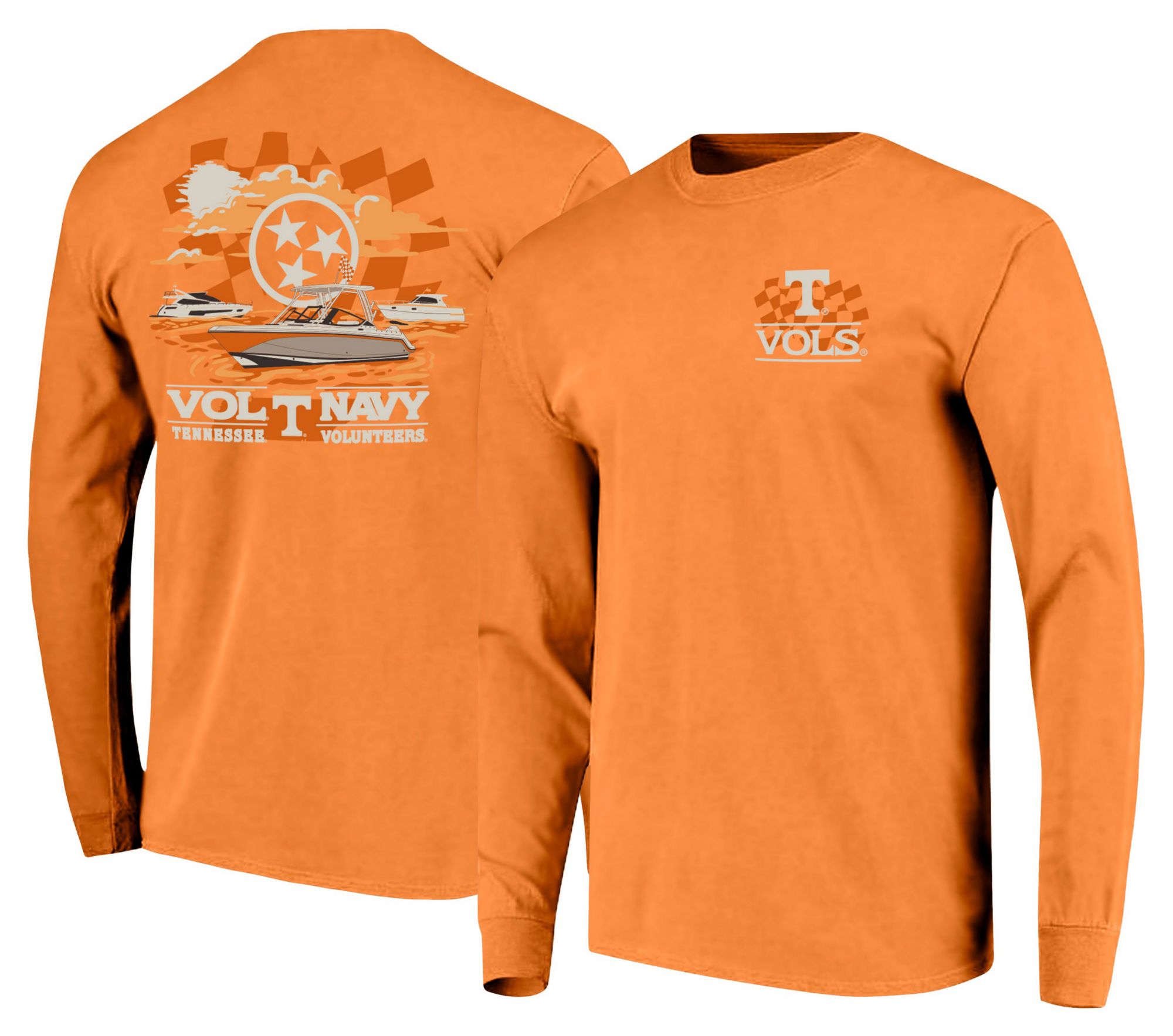 Image One Men's Tennessee Volunteers Burnt Orange Check Fleece Long Sleeve Shirt