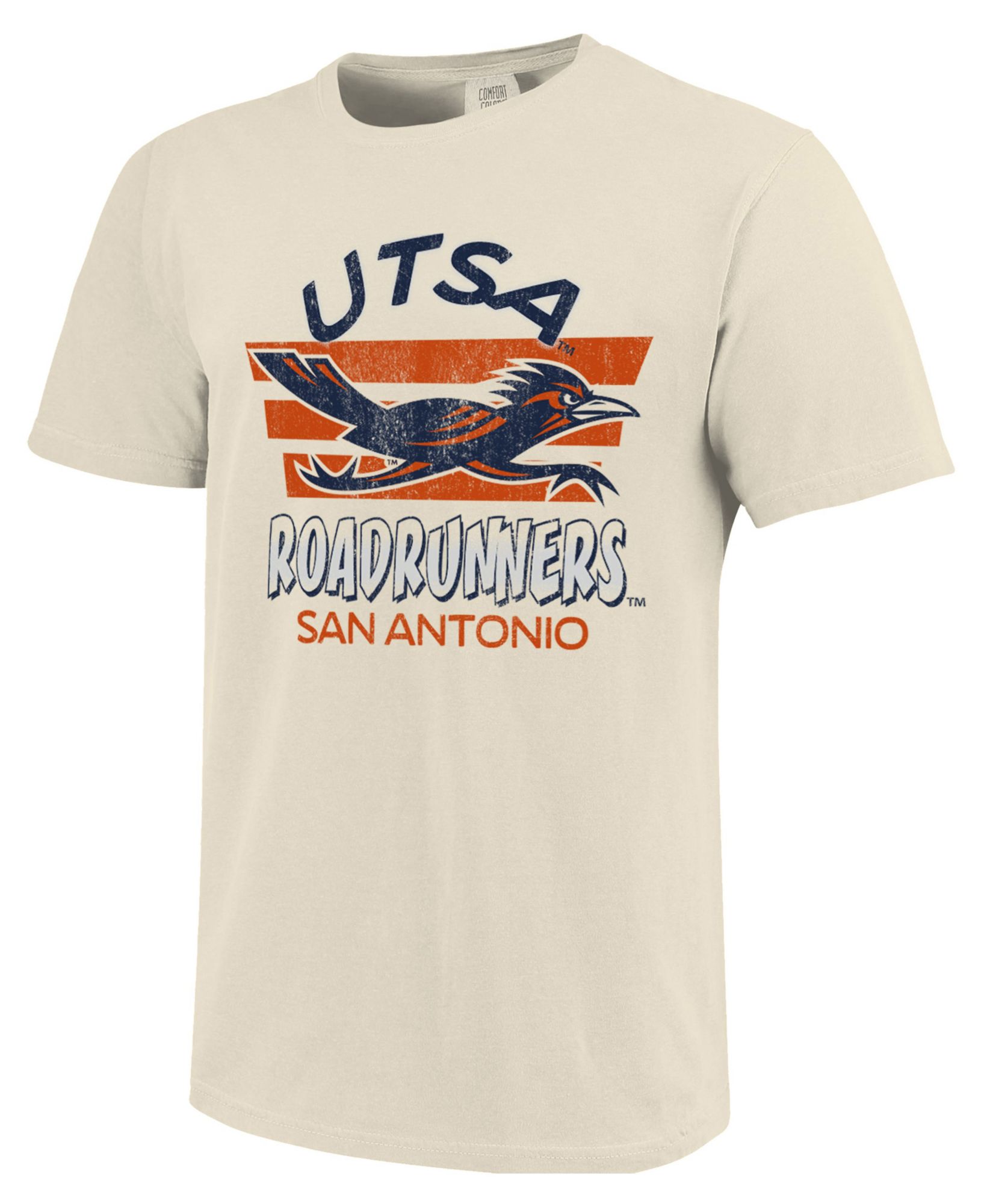 Image One Men's UT San Antonio Roadrunners Ivory Triple Stripe Overlay T-Shirt