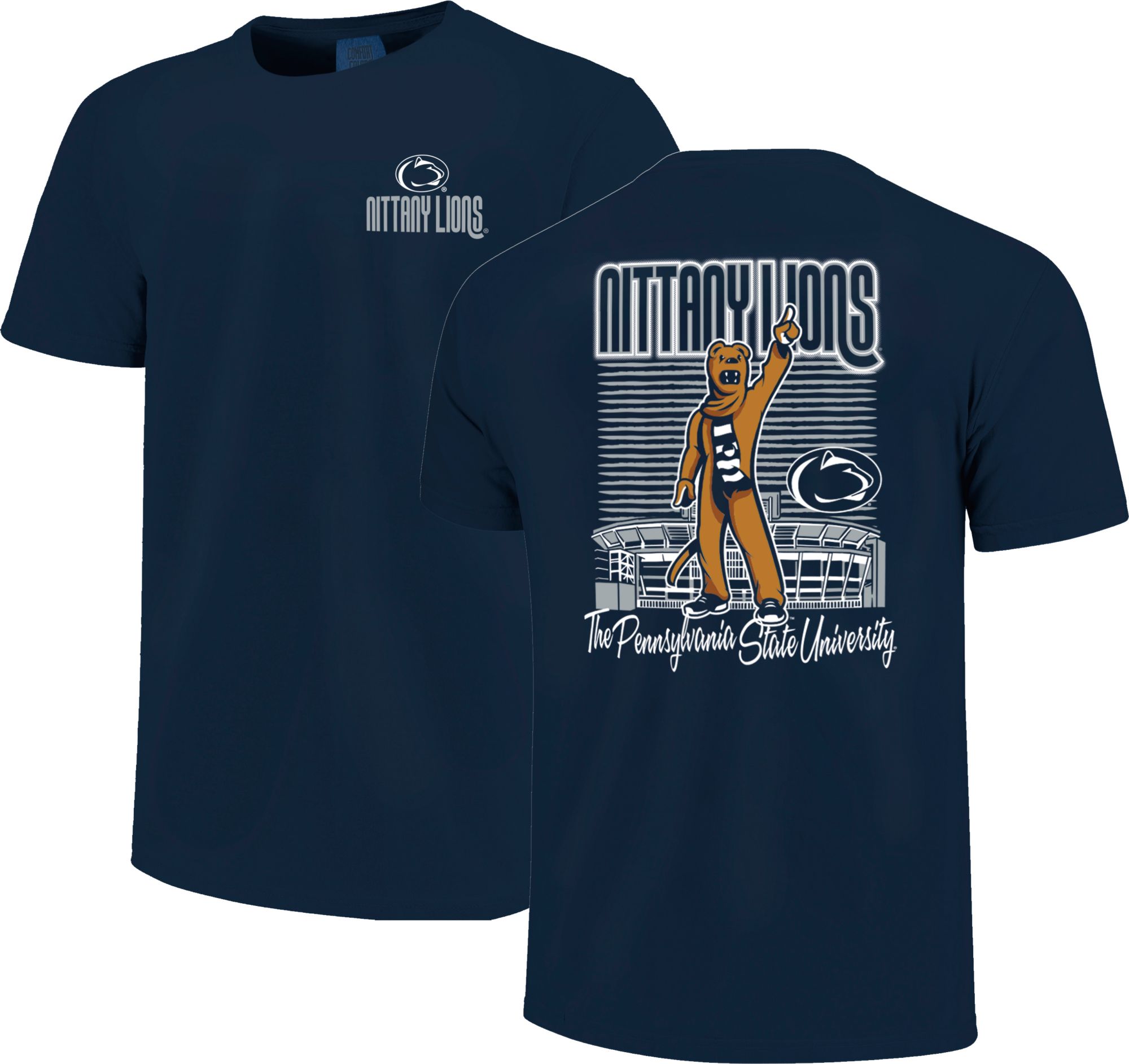 Image One Men's Penn State Nittany Lions Navy Drop Shadow Dual T-Shirt