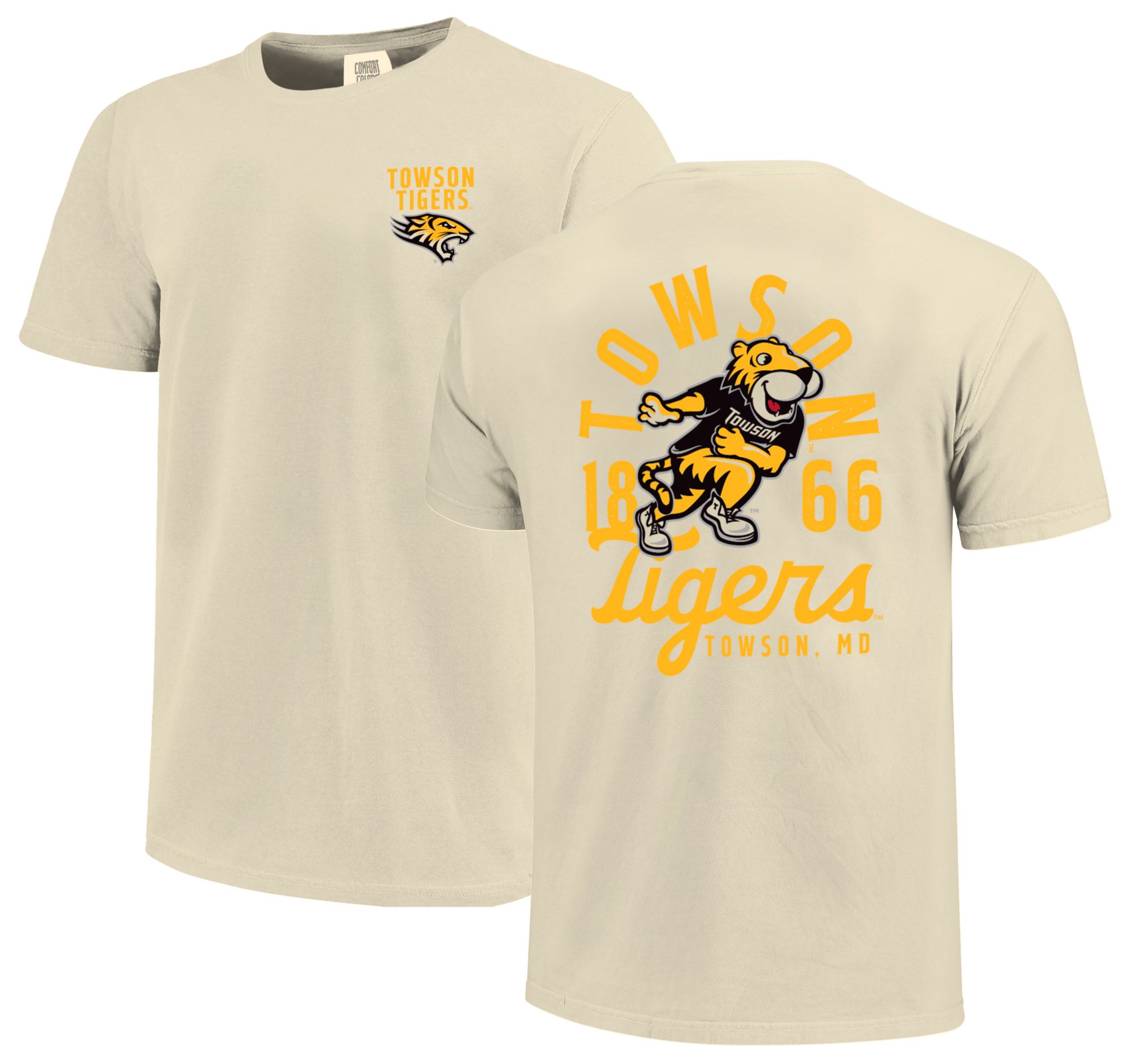 Image One Men's Towson Tigers Black Mascot Overlay T-Shirt