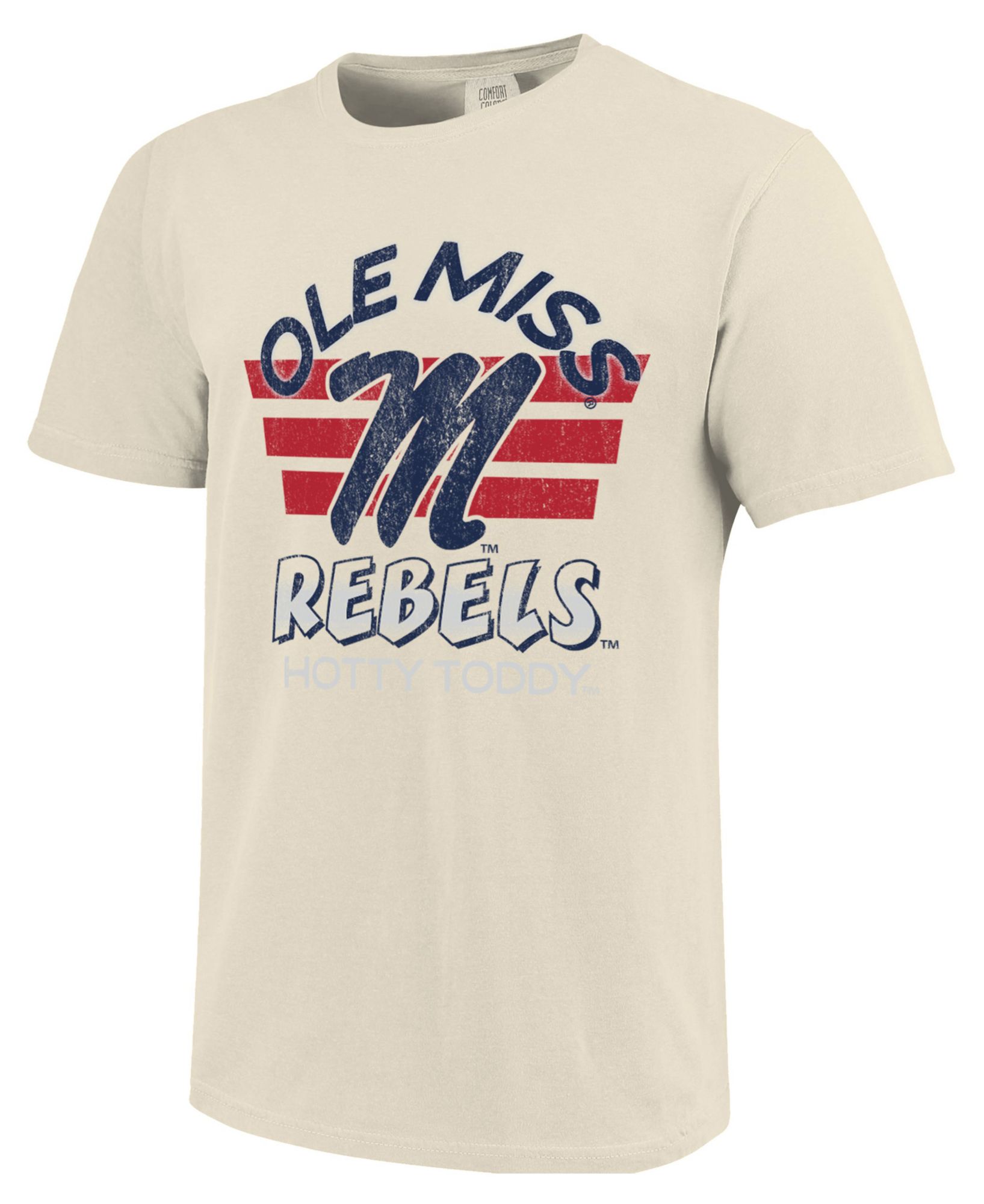 Image One Men's Ple Miss Rebels Ivory Triple Stripe Overlay T-Shirt
