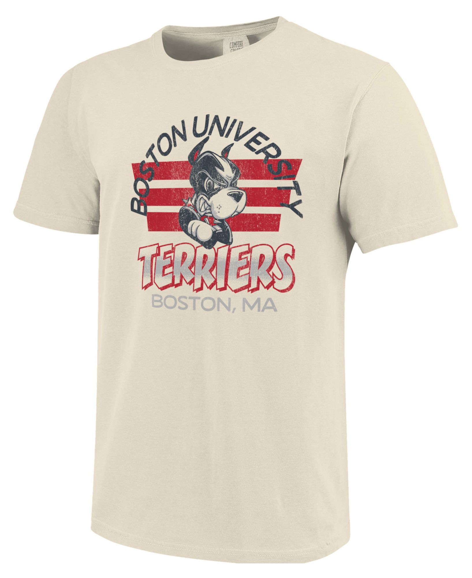 Image One Men's Boston University Terriers Garnet Triple Stripe Overlay T-Shirt