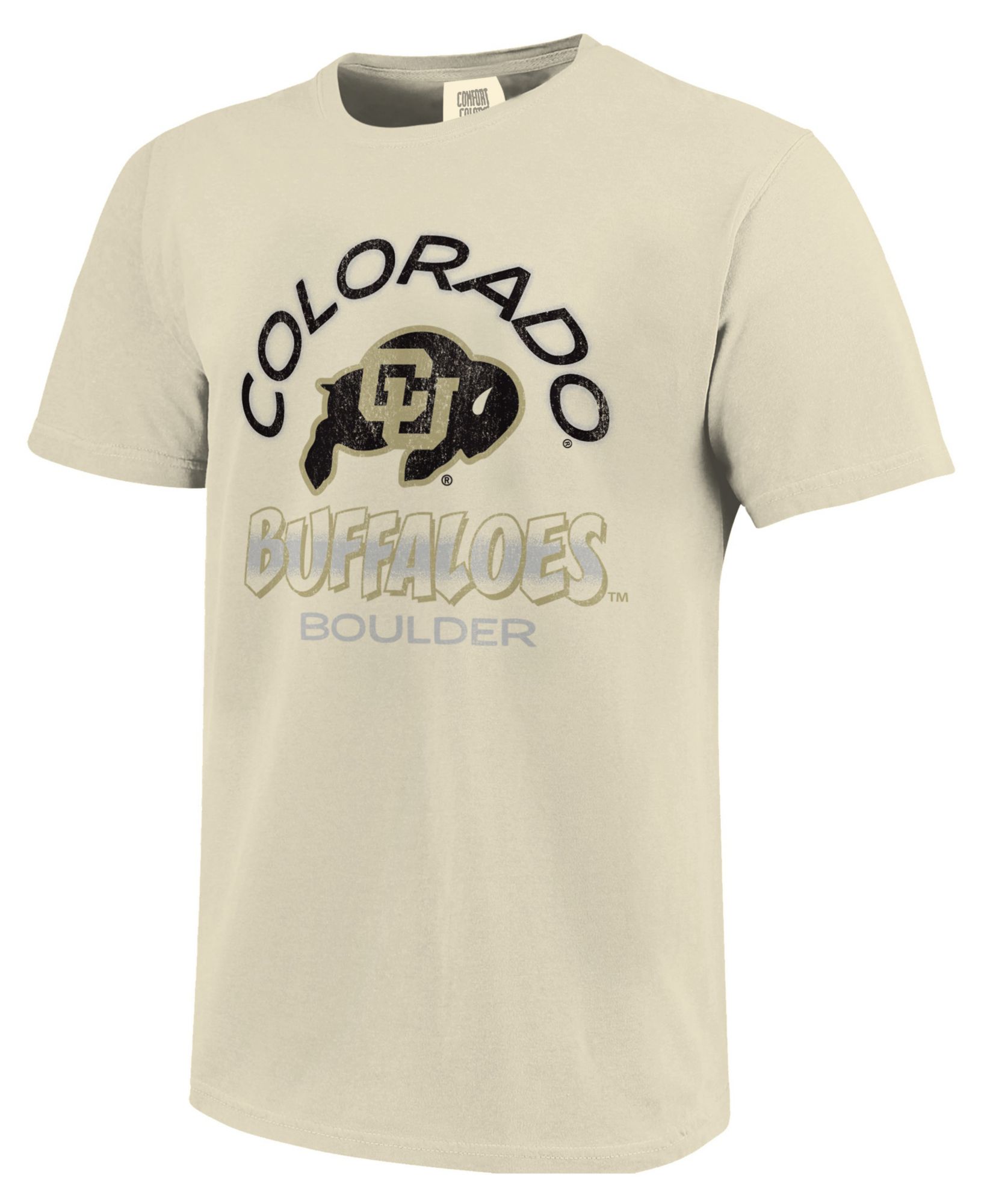 Image One Men's Colorado Buffaloes Ivory Triple Stripe Overlay T-Shirt