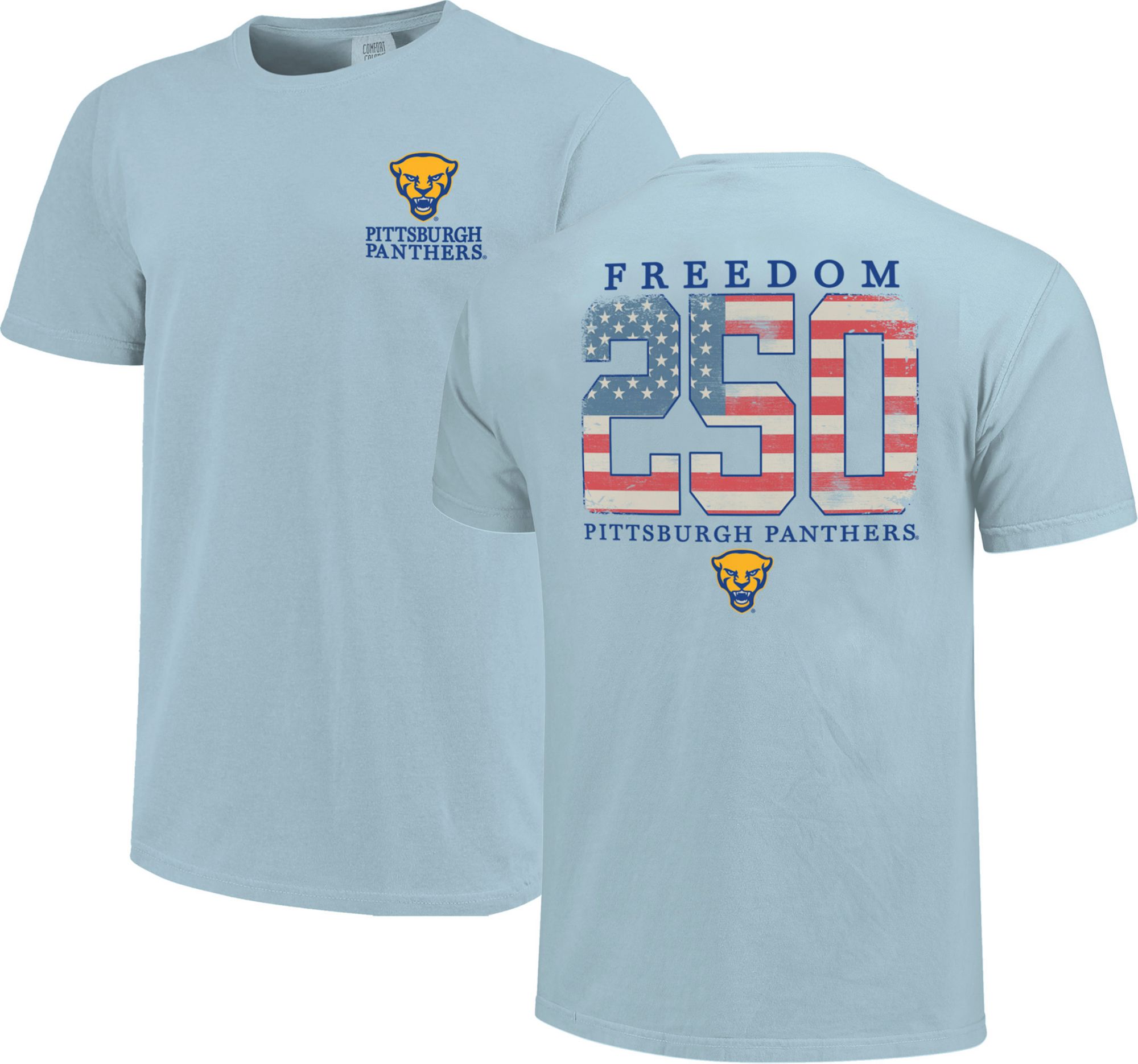 Image One Men's Pitt Panthers Chambray Americana Mascot 250 T-Shirt