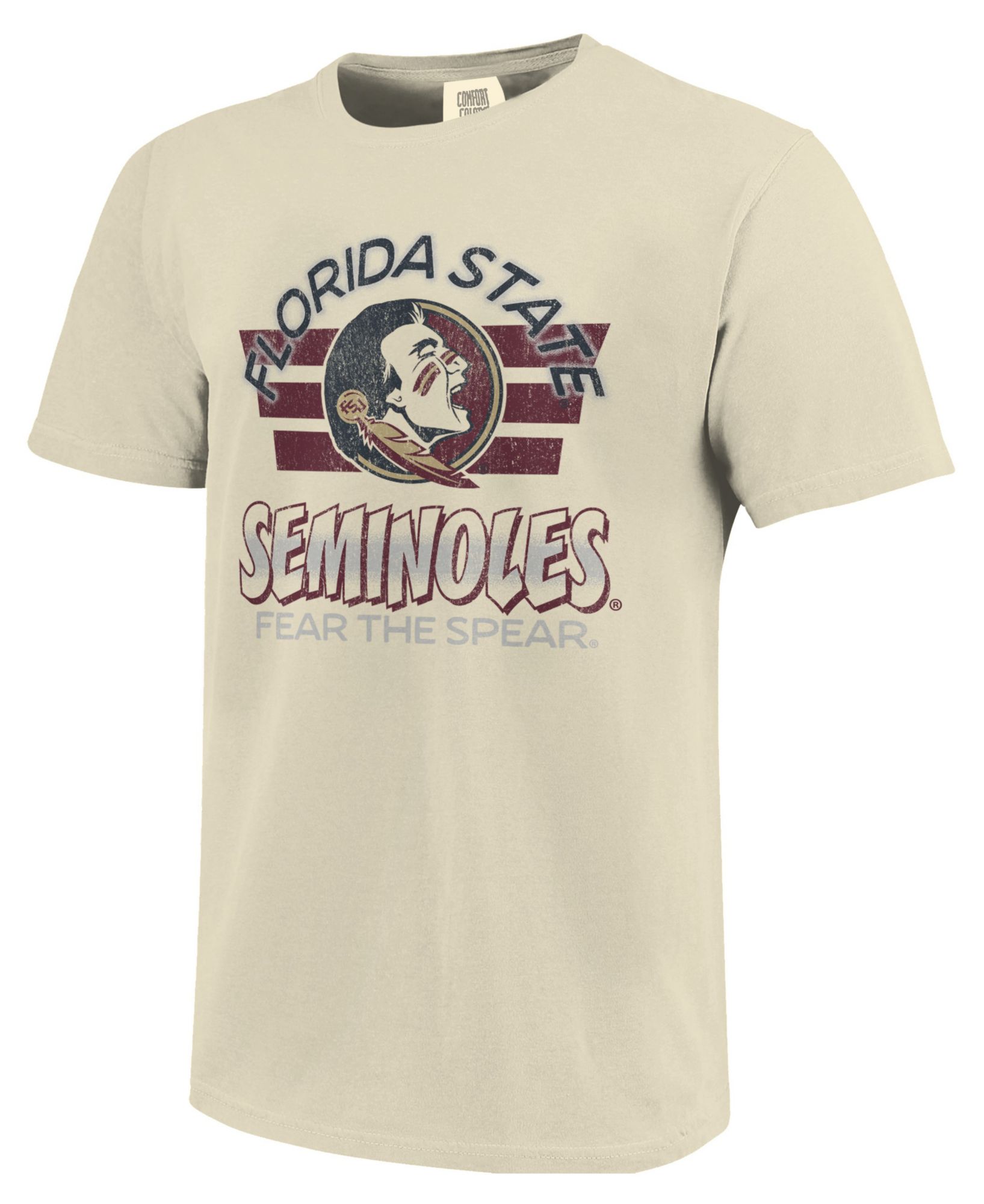 Image One Men's Florida State Seminoles Brick Triple Stripe Overlay T-Shirt