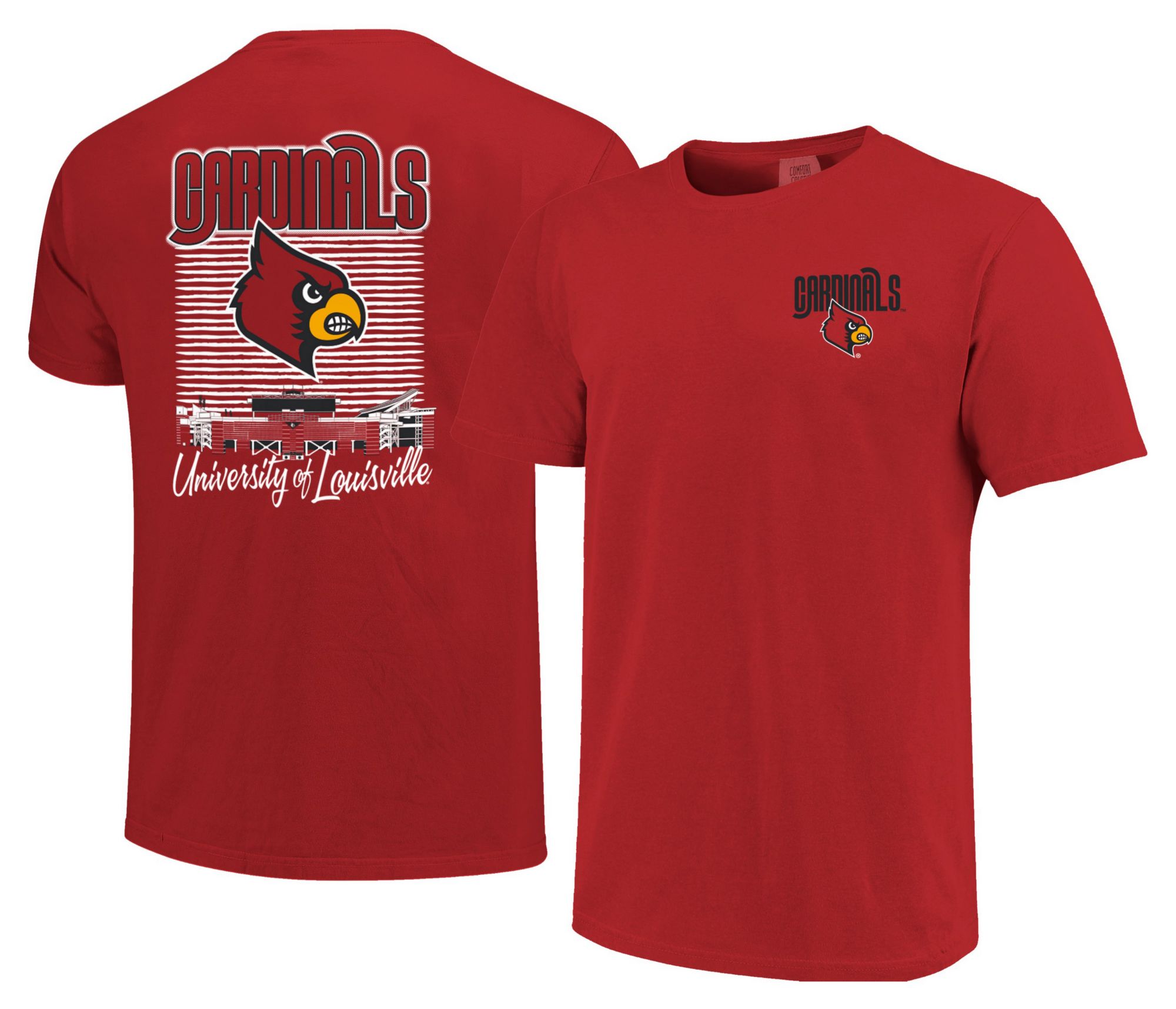 Image One Men's Louisville Cardinals Red Drop Shadow T-Shirt