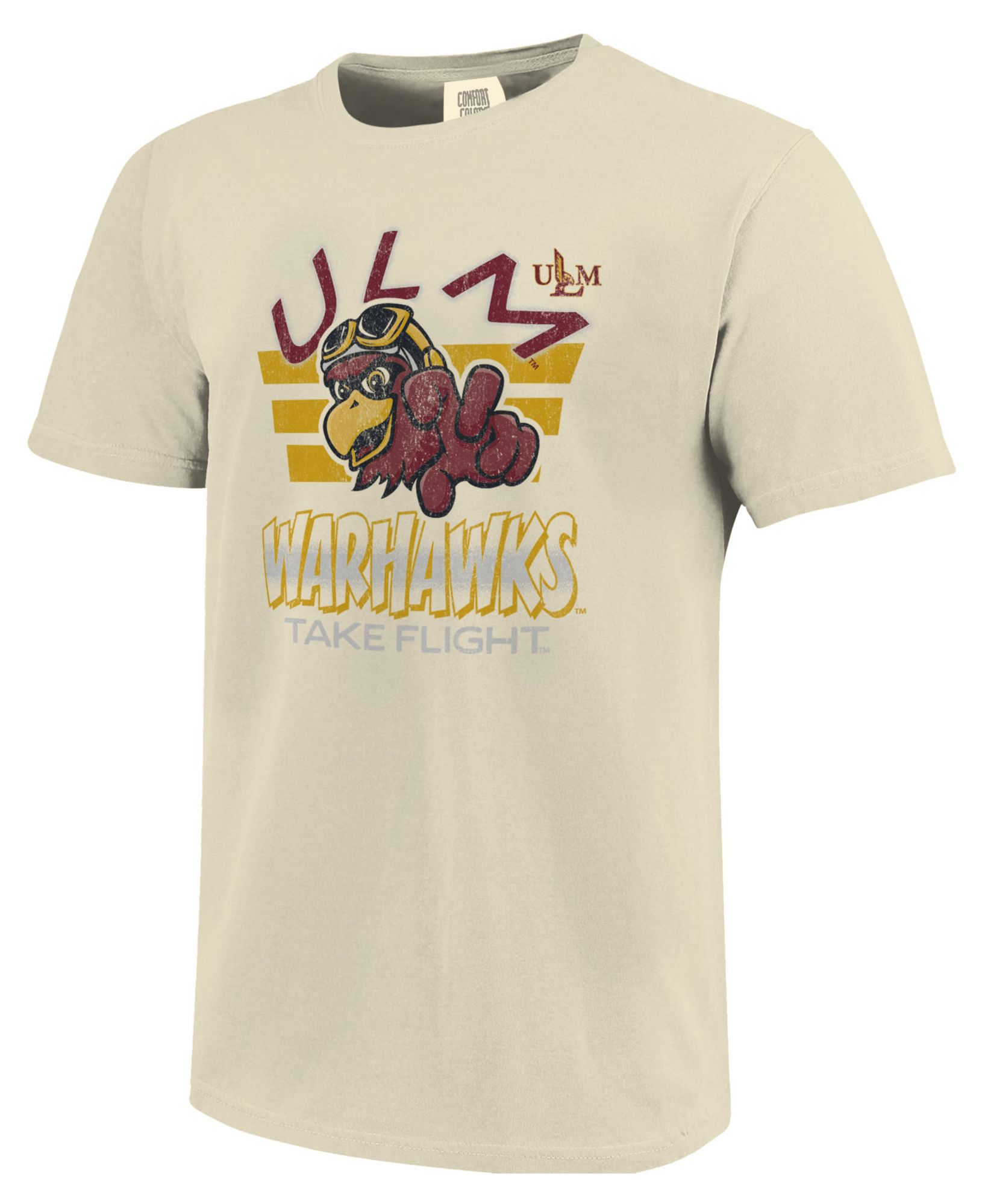 Image One Men's Louisiana-Monroe Warhawks Ivory Triple Stripe Overlay T-Shirt