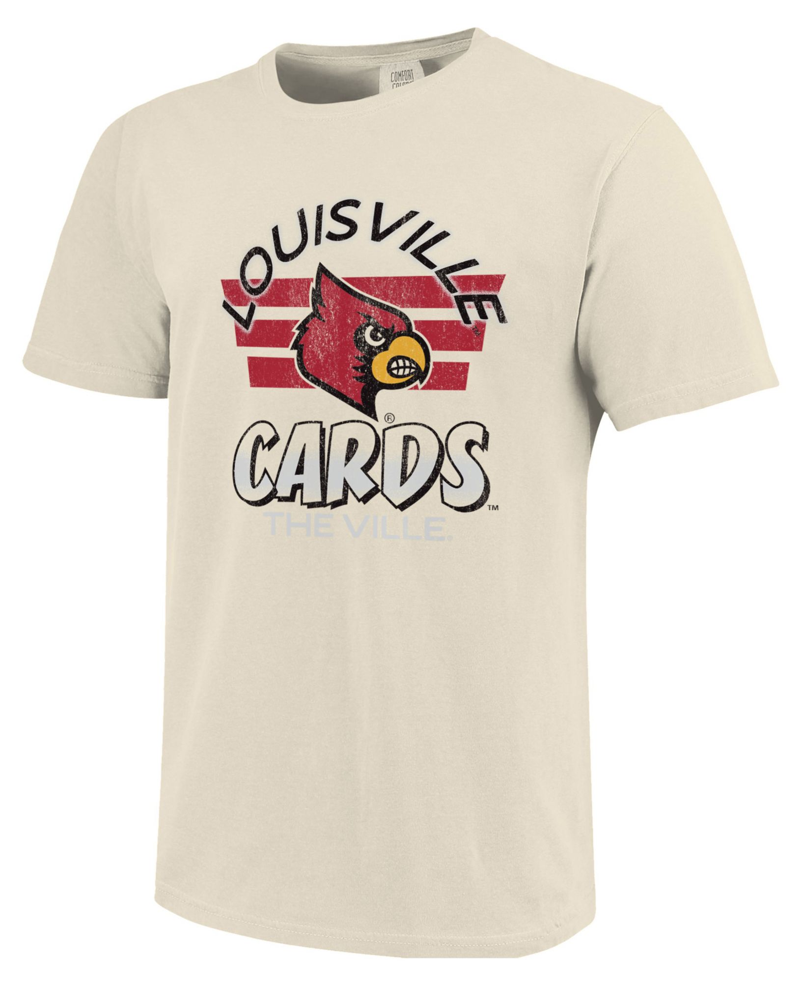 Image One Men's Louisville Cardinals Red Triple Stripe Overlay T-Shirt
