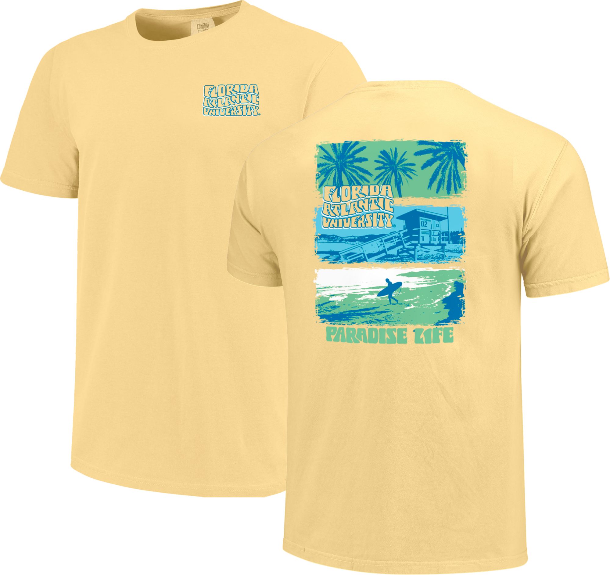 Image One Men's Florida Atlantic Owls Butter Beach Scene Striped T-Shirt