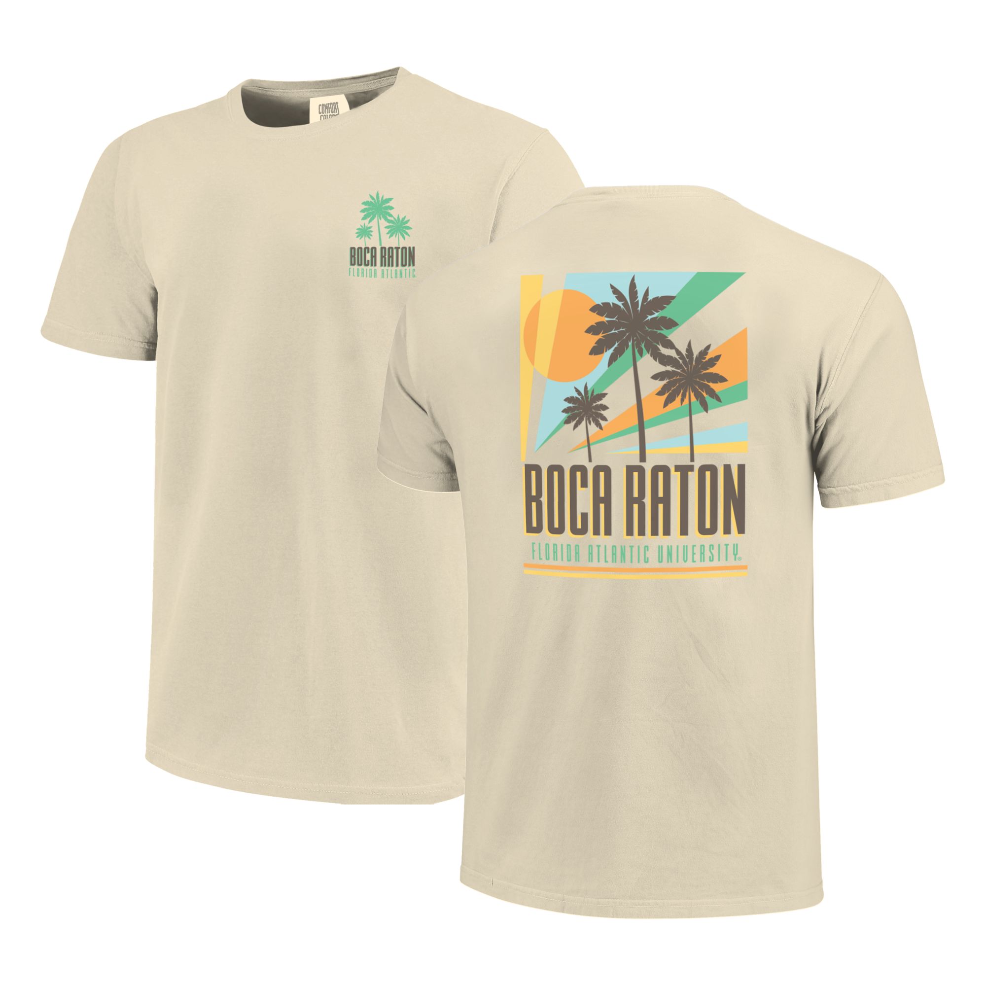 Image One Men's Florida Atlantic Owls Ivory Palm Striped T-Shirt