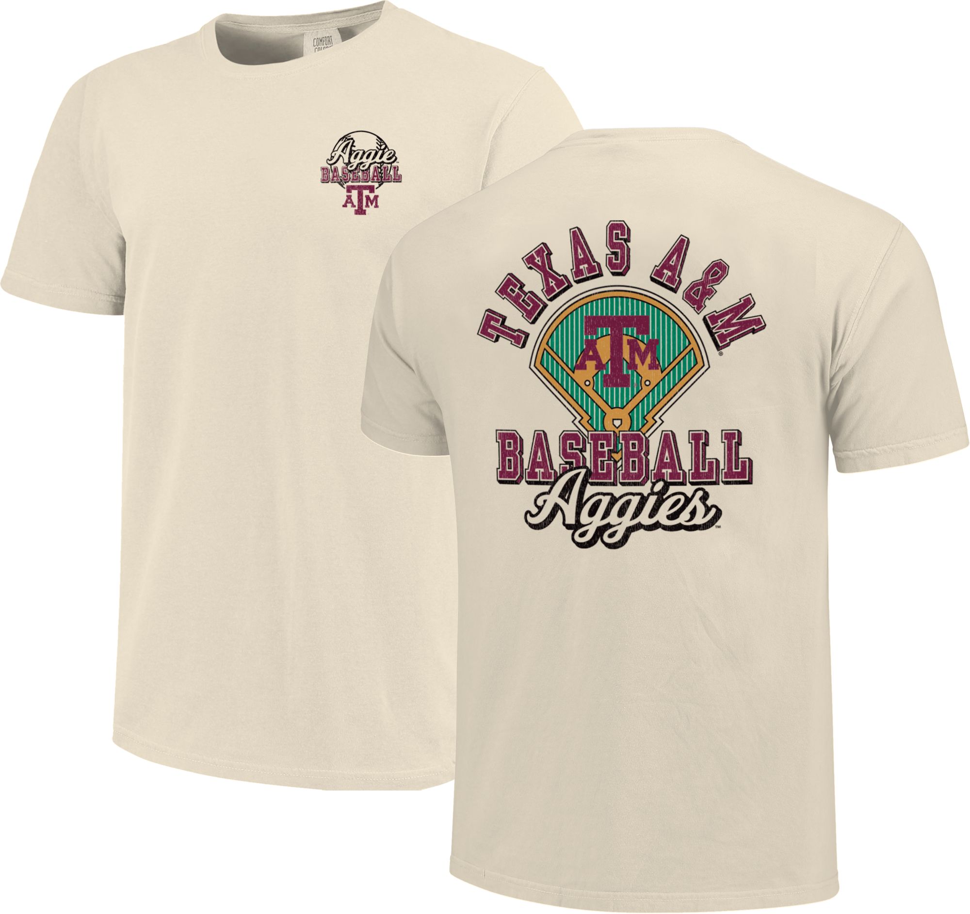 Image One Men's Texas A&M Aggies Ivory Baseball Field Block T-Shirt