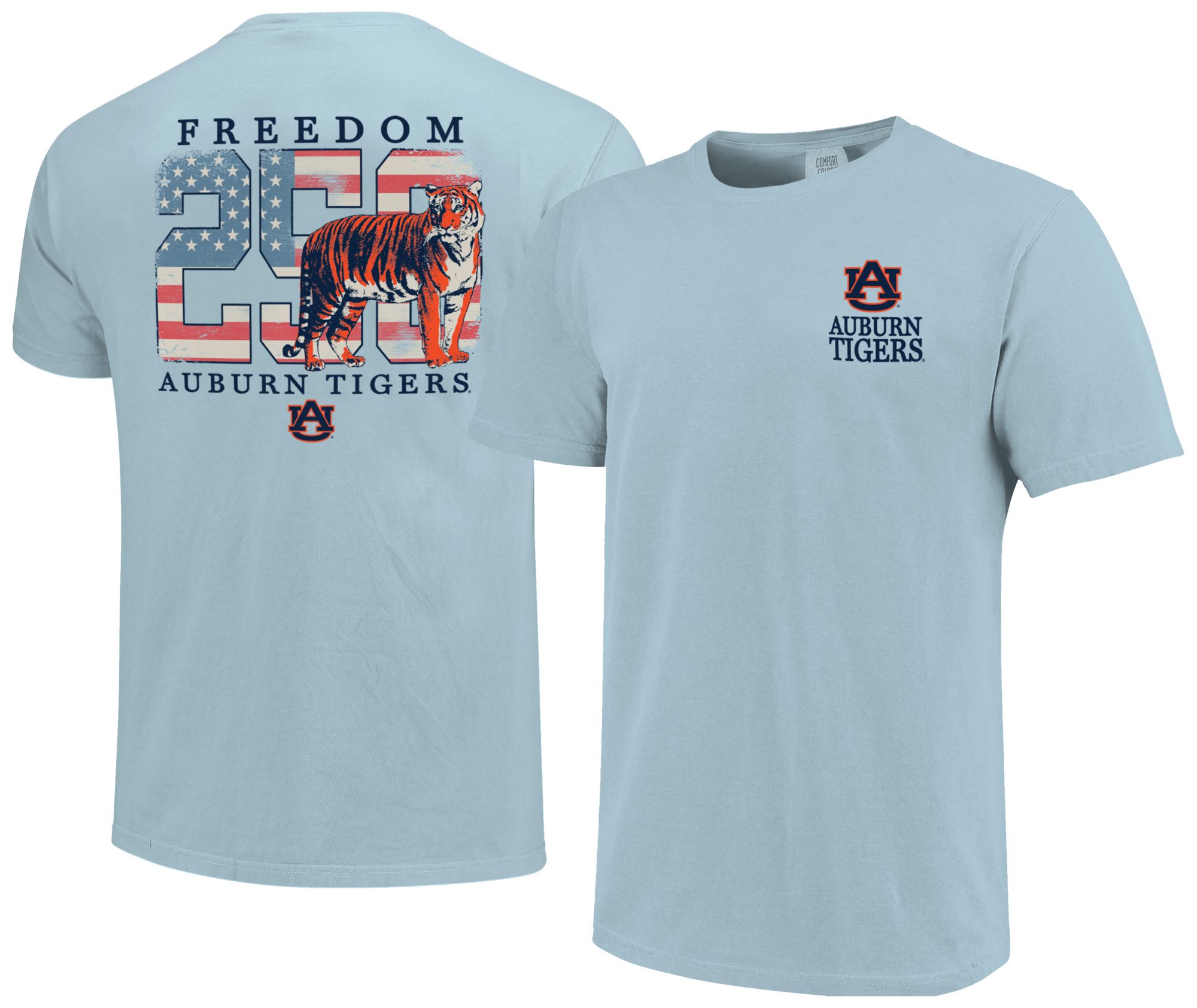 Image One Men's Auburn Tigers Chambray Americana Mascot 250 T-Shirt