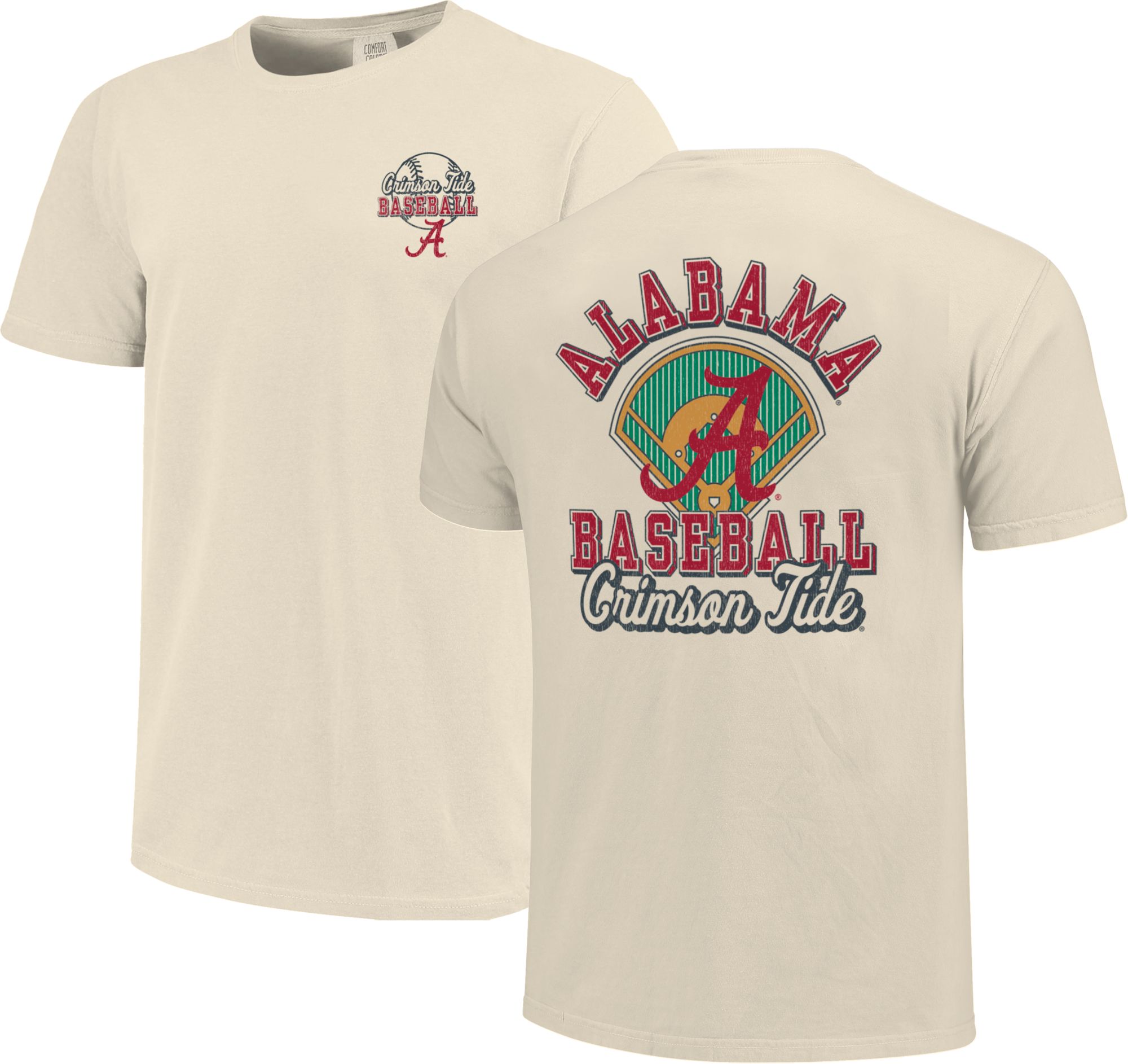Image One Men's Alabama Crimson Tide Ivory Baseball Field Block T-Shirt