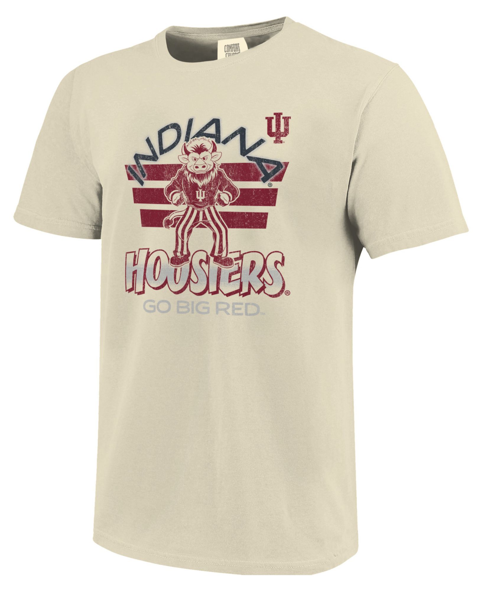 Image One Men's Indiana Hoosiers Ivory Triple Stripe Overlay T-Shirt