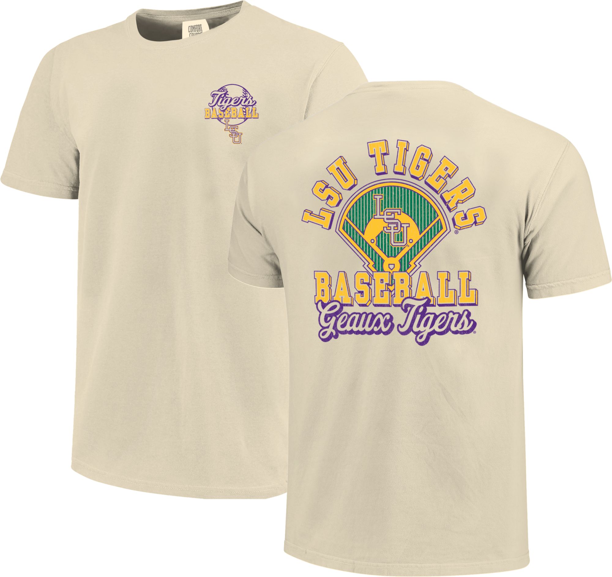 Image One Men's LSU Tigers Ivory Baseball Field Block T-Shirt