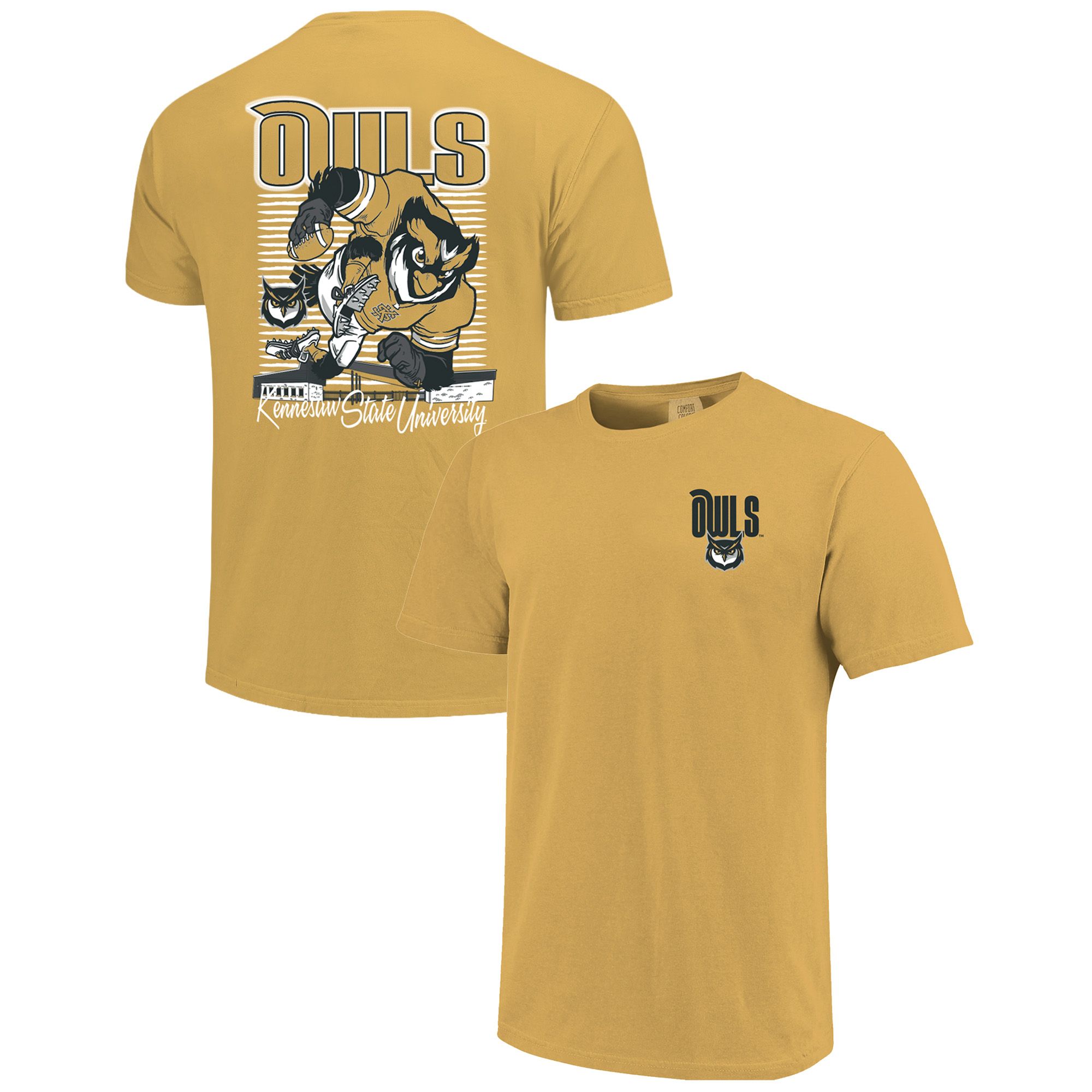 Image One Men's Kennesaw State Owls Yellow Mascot T-Shirt