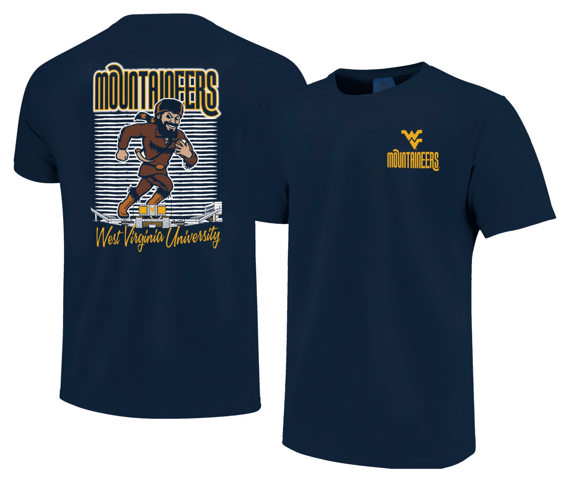 Image One Men's West Virginia Mountaineers True Navy Drop Shadow T-Shirt