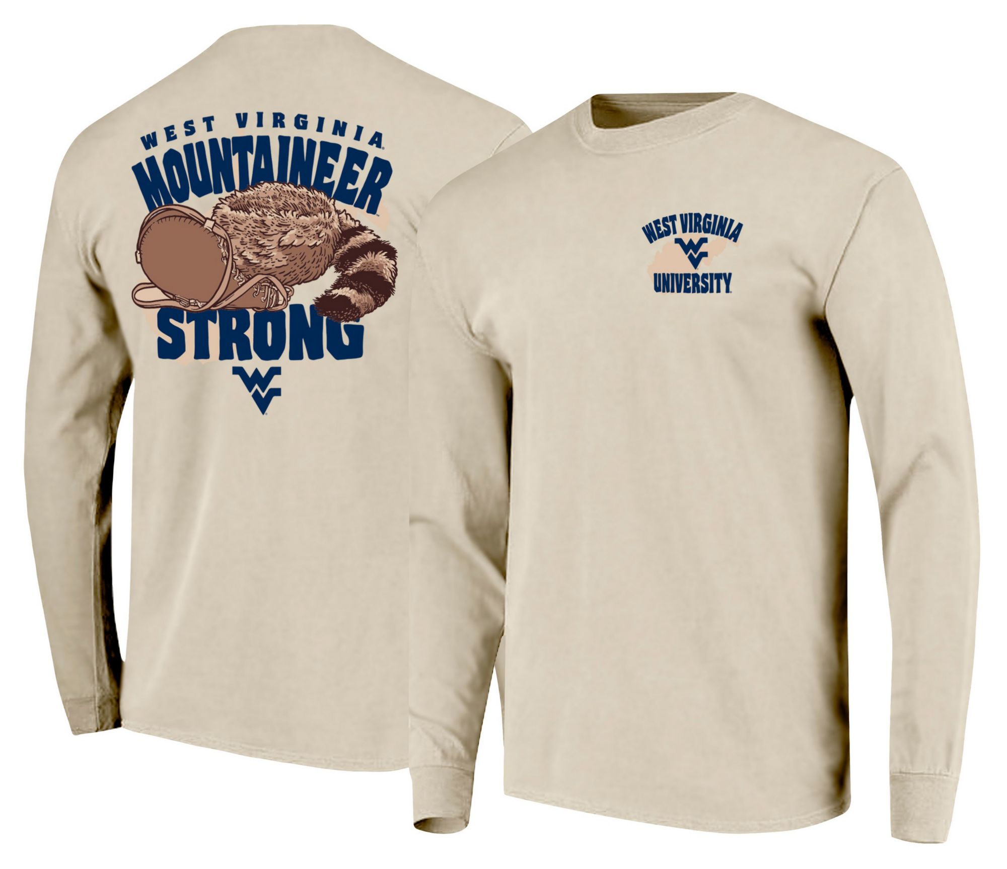 Image One Men's West Virginia Mountaineers Ivory Mountain Supply Long Sleeve Shirt