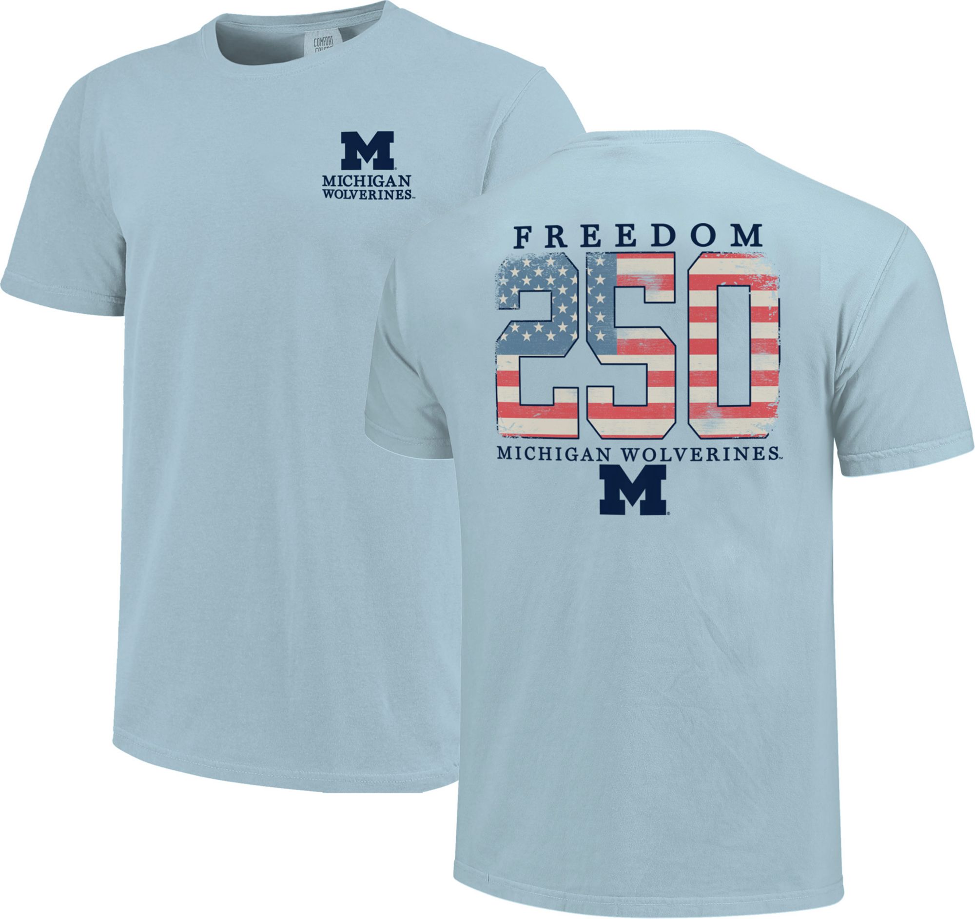 Image One Men's Michigan Wolverines Chambray Americana Mascot 250 T-Shirt