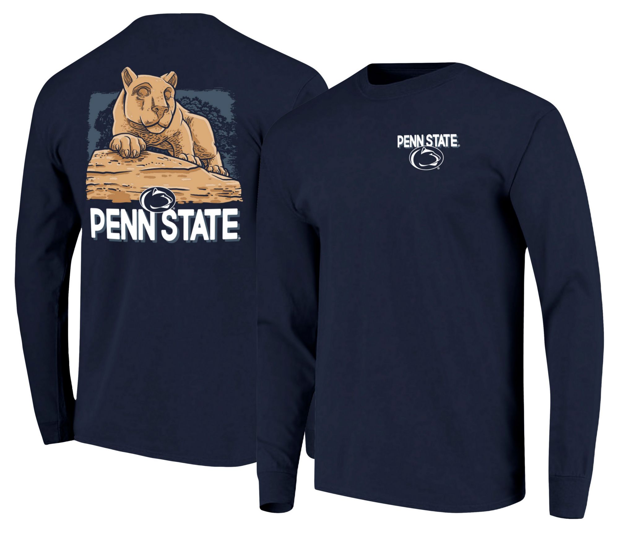 Image One Men's Penn State Nittany Lions Navy Statue Tree Long Sleeve Shirt