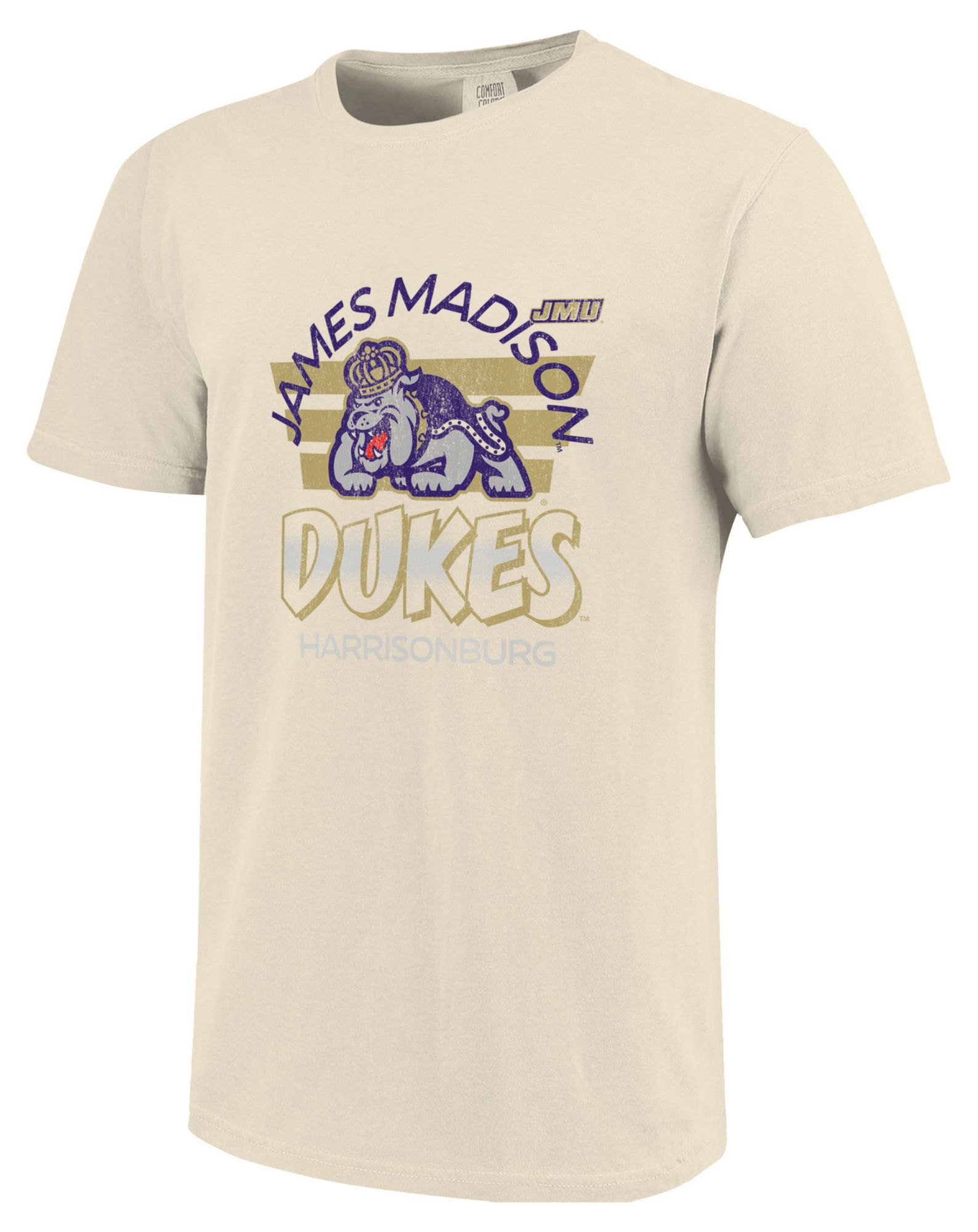 Image One Men's Southern Methodist Mustangs Jaguars Ivory Triple Stripe Overlay T-Shirt