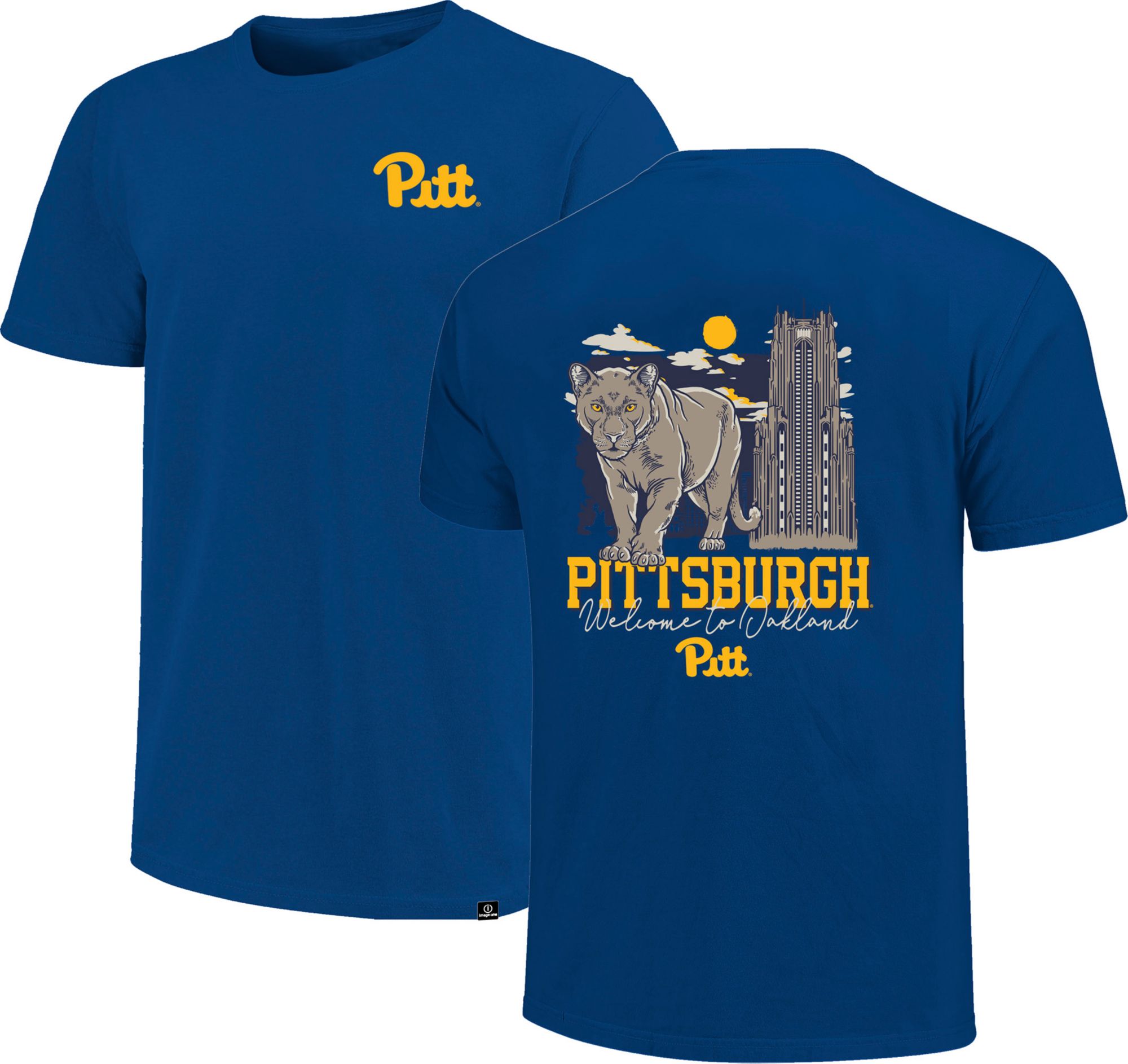 Image One Men's Pitt Panthers Royal Panther Skyline T-Shirt