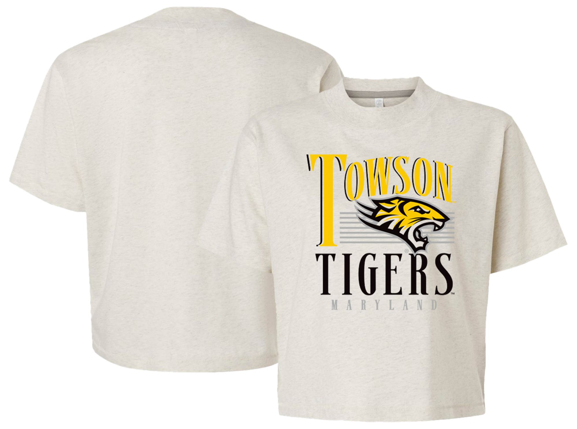 Image One Women's Towson Tigers Natural Heather Boxy T-Shirt