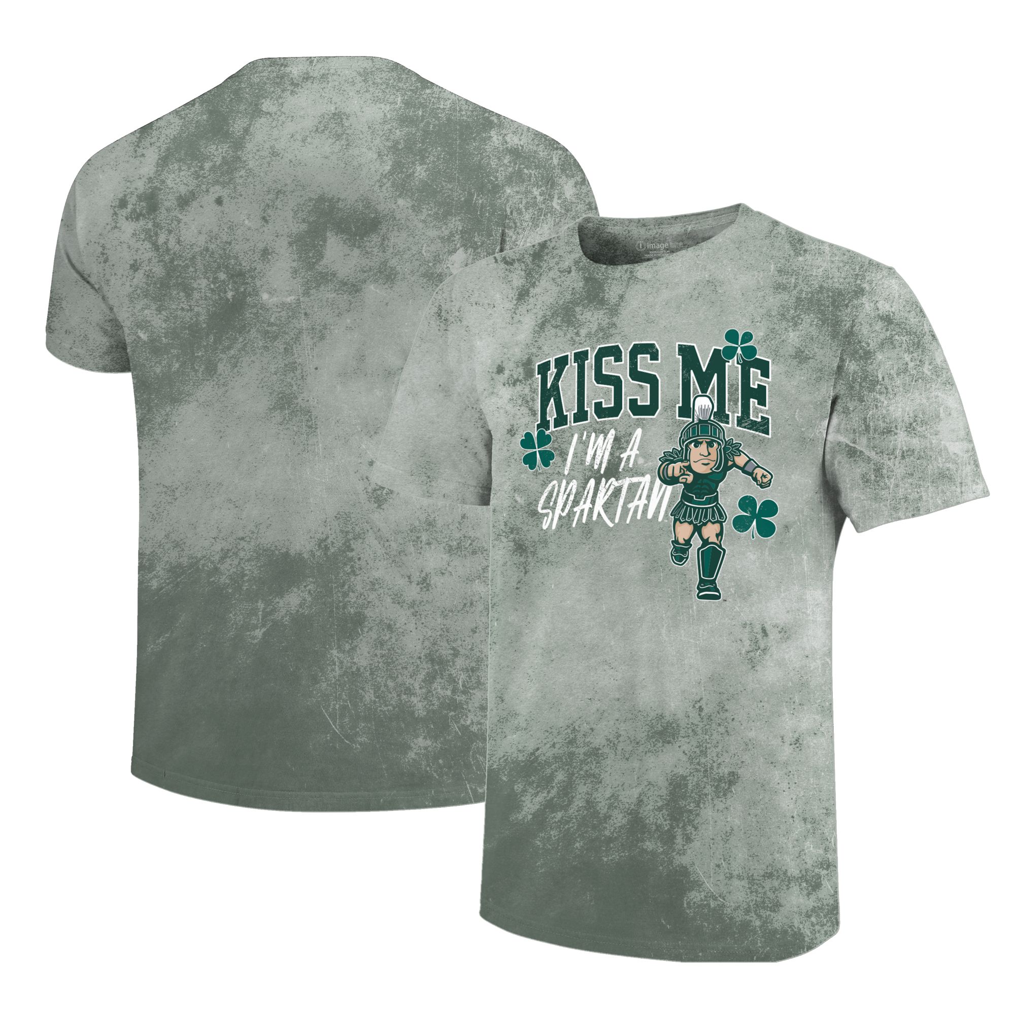 Image One Women's Michigan State Spartans St. Patrick's Day Green Kiss Me T-Shirt