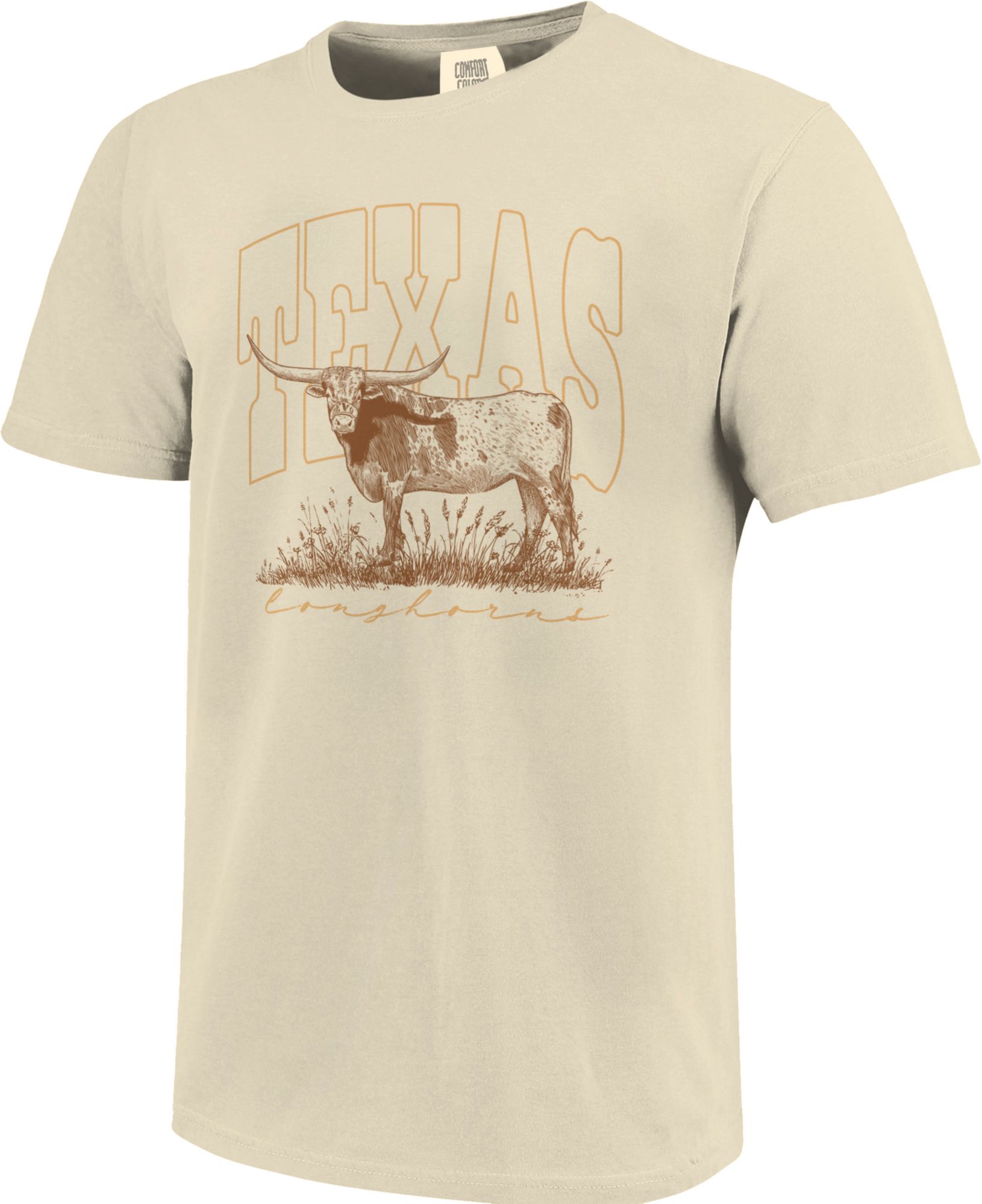 Image One Women's Texas Longhorns Ivory Longhorn Sketch T-Shirt