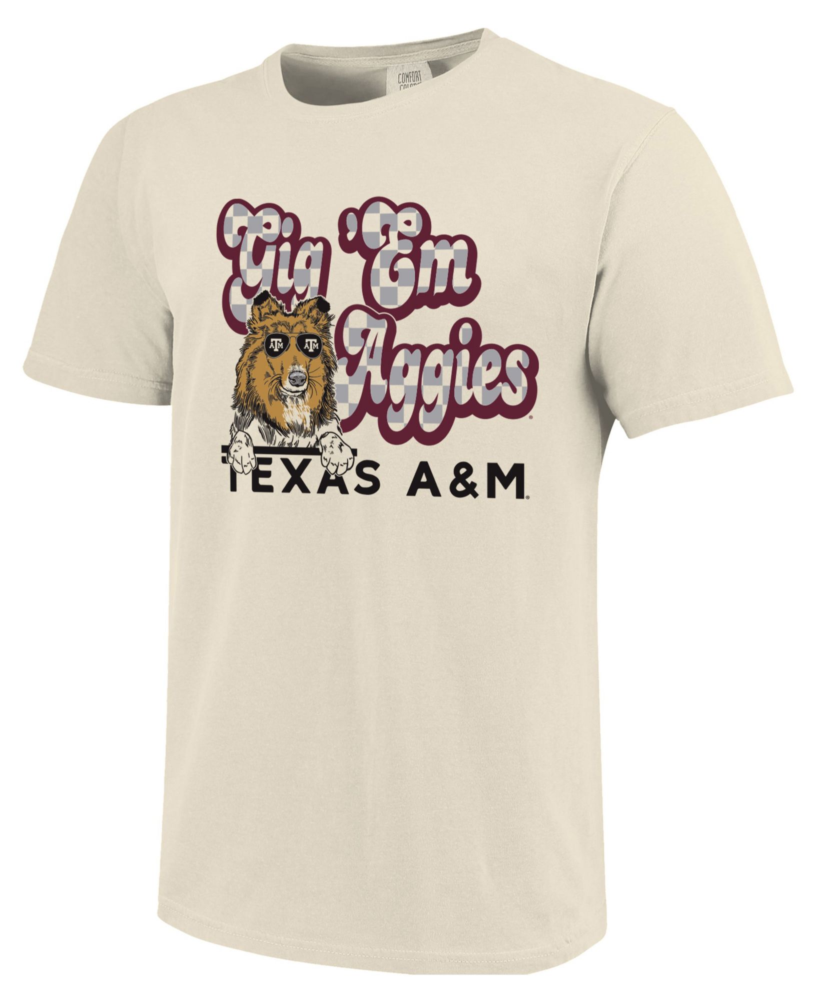 Image One Women's Texas A&amp;M Aggies Ivory Pup Glasses T-Shirt