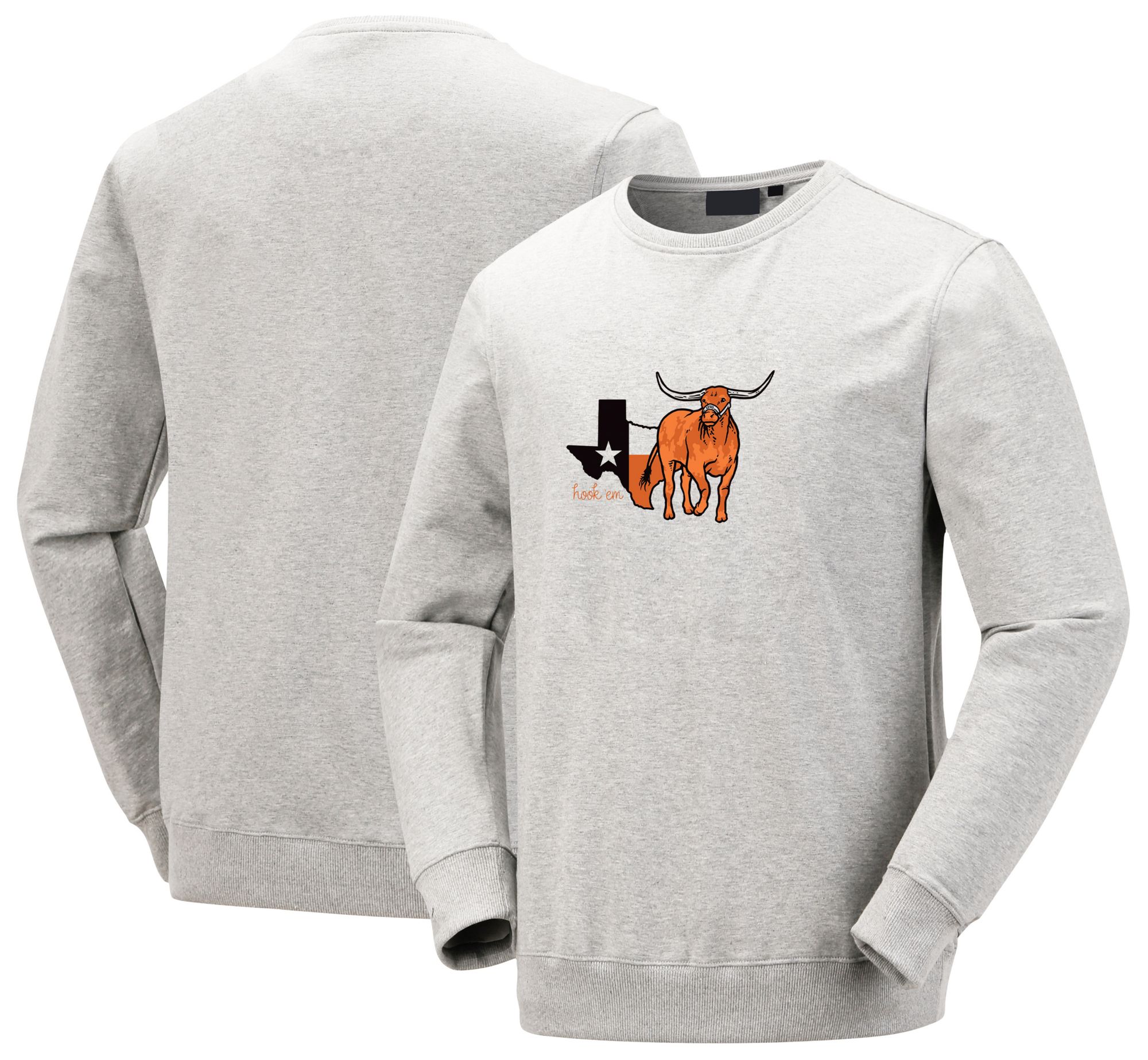 Image One Women's Texas Longhorns Natural Heather Mascot State Crewneck Sweatshirt
