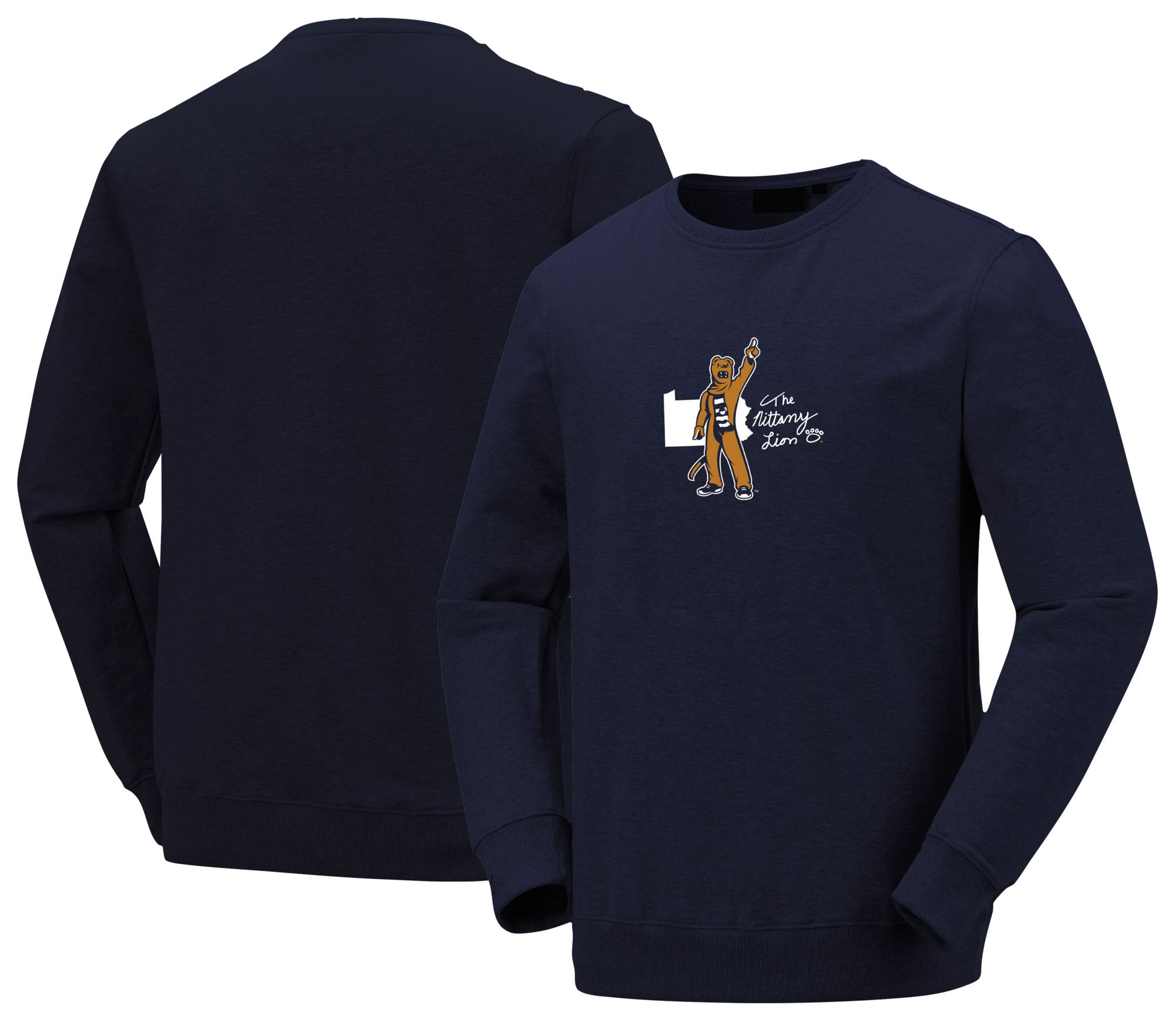 Image One Women's Penn State Nittany Lions Navy Mascot State Crewneck Sweatshirt