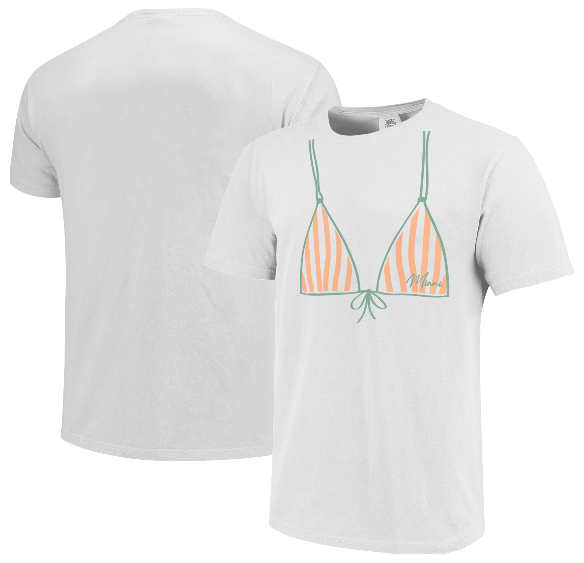 Image One Women's Miami Hurricanes White Bikini T-Shirt