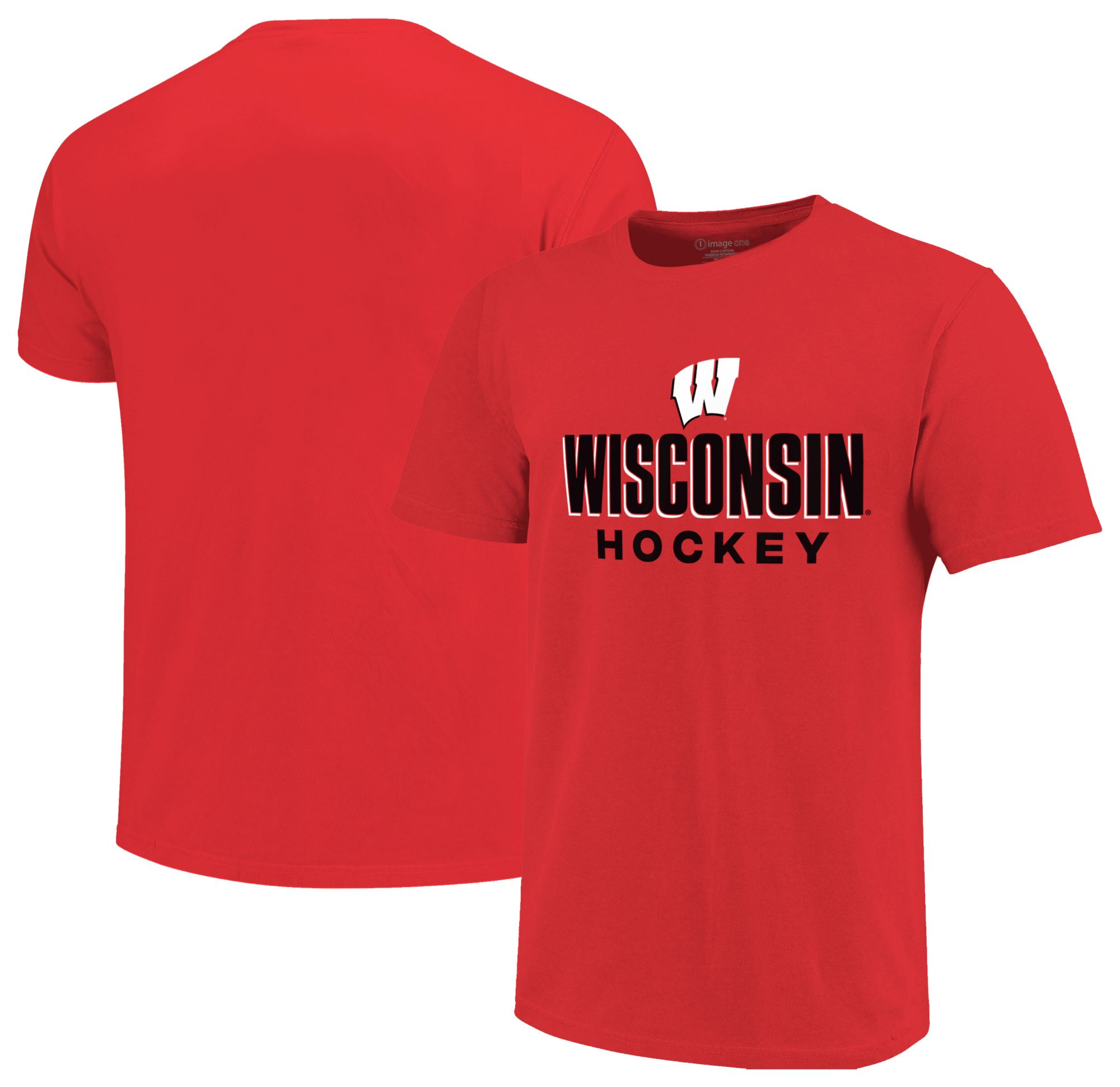 Image One Youth Wisconsin Badgers Red Hockey T-Shirt