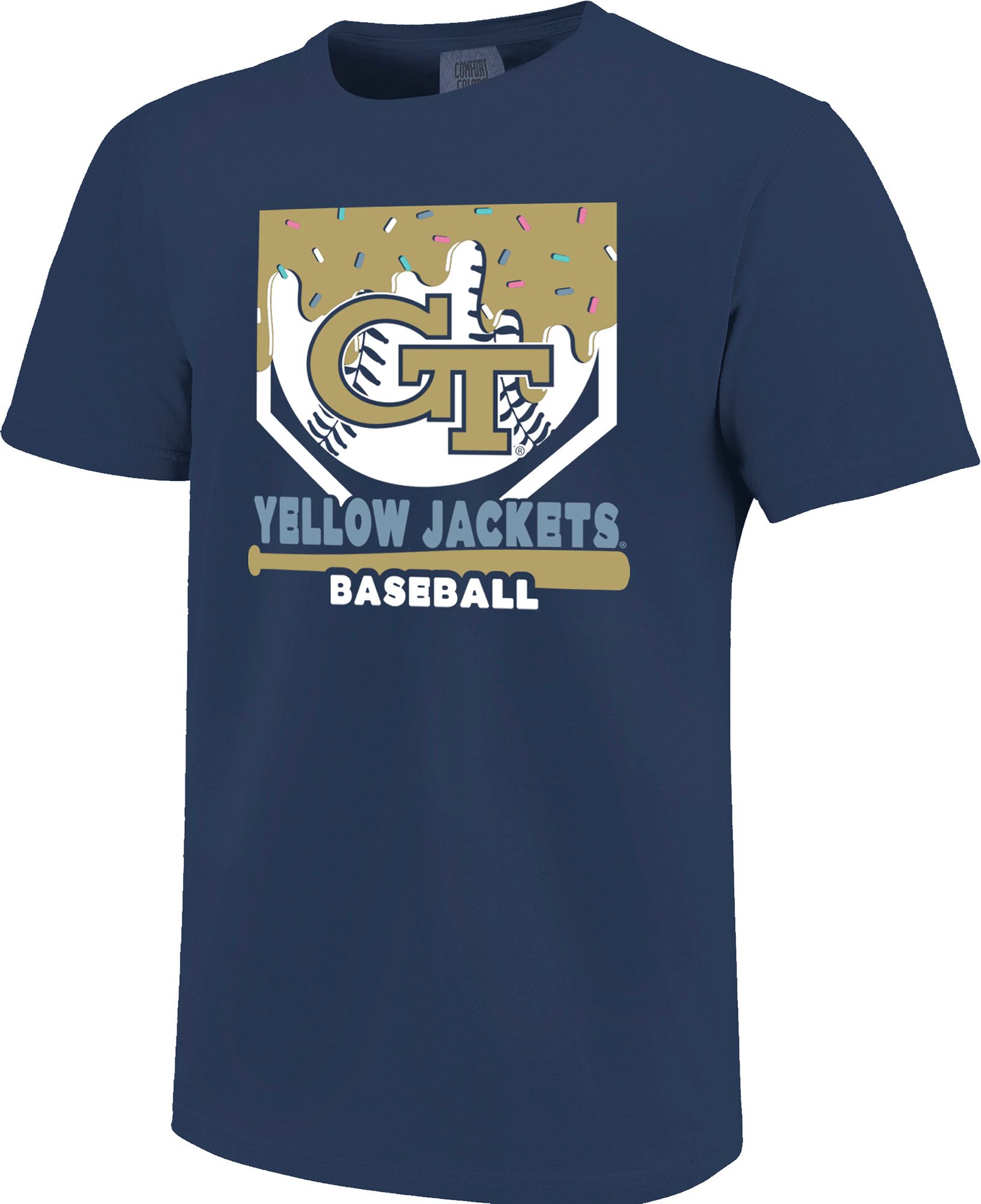 Image One Youth Georgia Tech Yellow Jackets True Navy Home Plate Drip T-Shirt