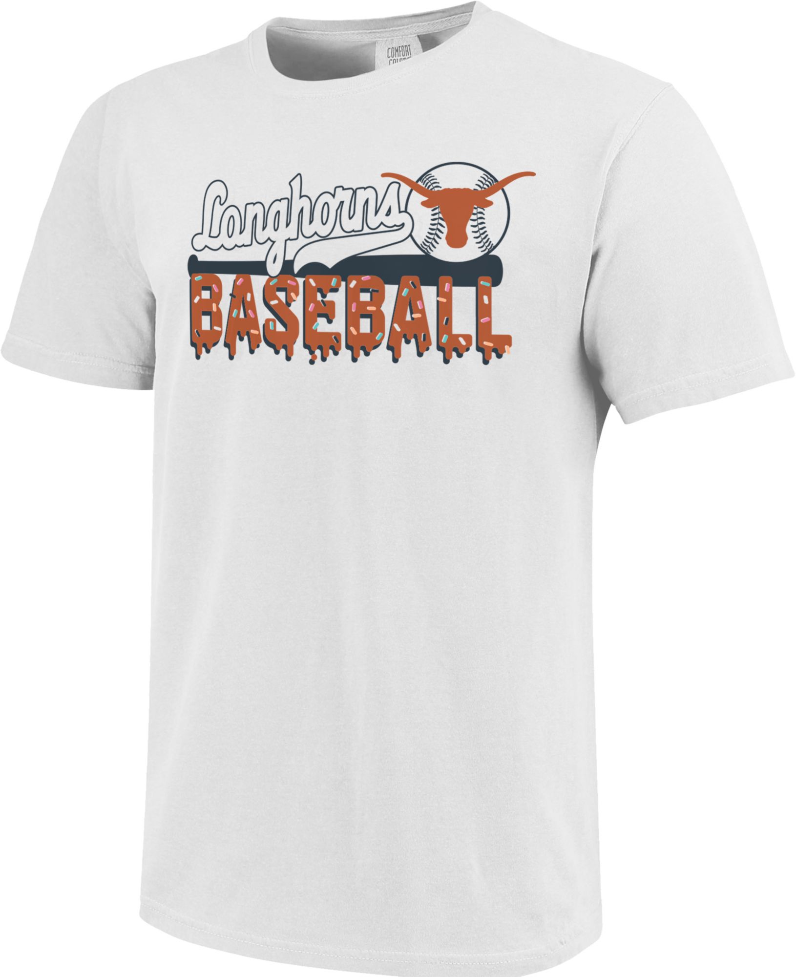 Image One Youth Texas Longhorns White Baseball Letter Drip T-Shirt