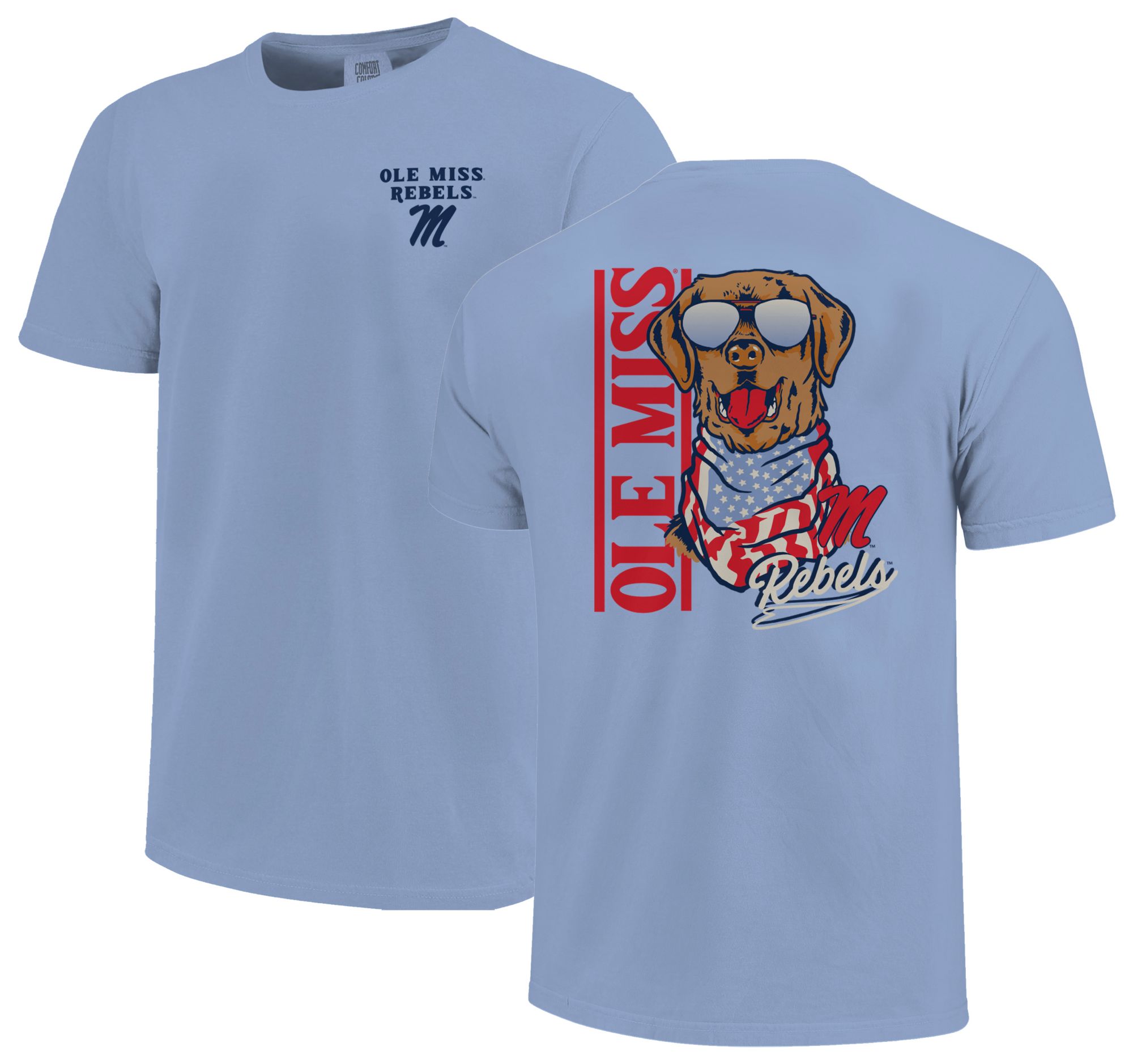 Image One Youth Ole Miss Rebels Washed Denim Americana Dog T-Shirt