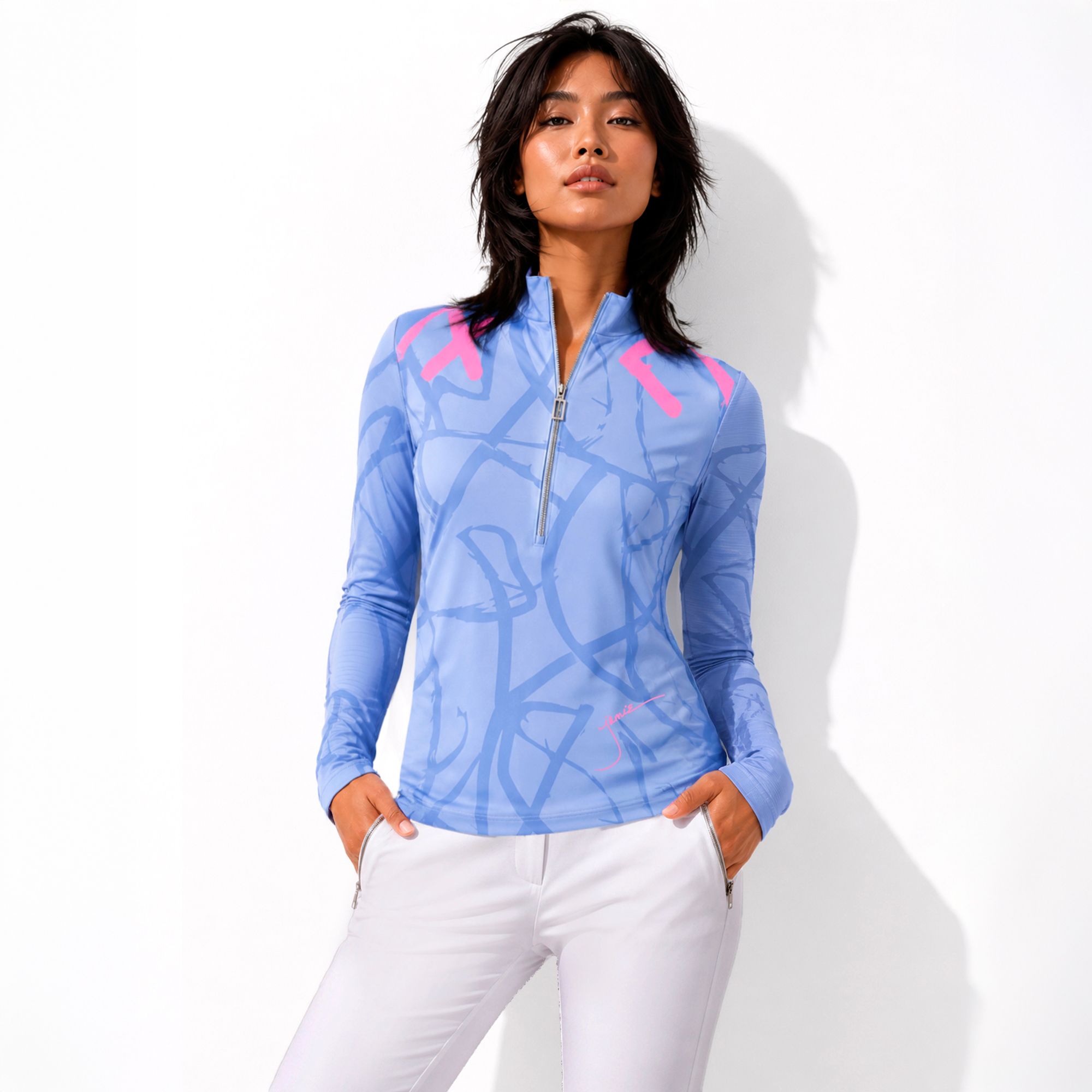 Jamie Sadock Women's Scribble Sunsense Long Sleeve Golf Shirt