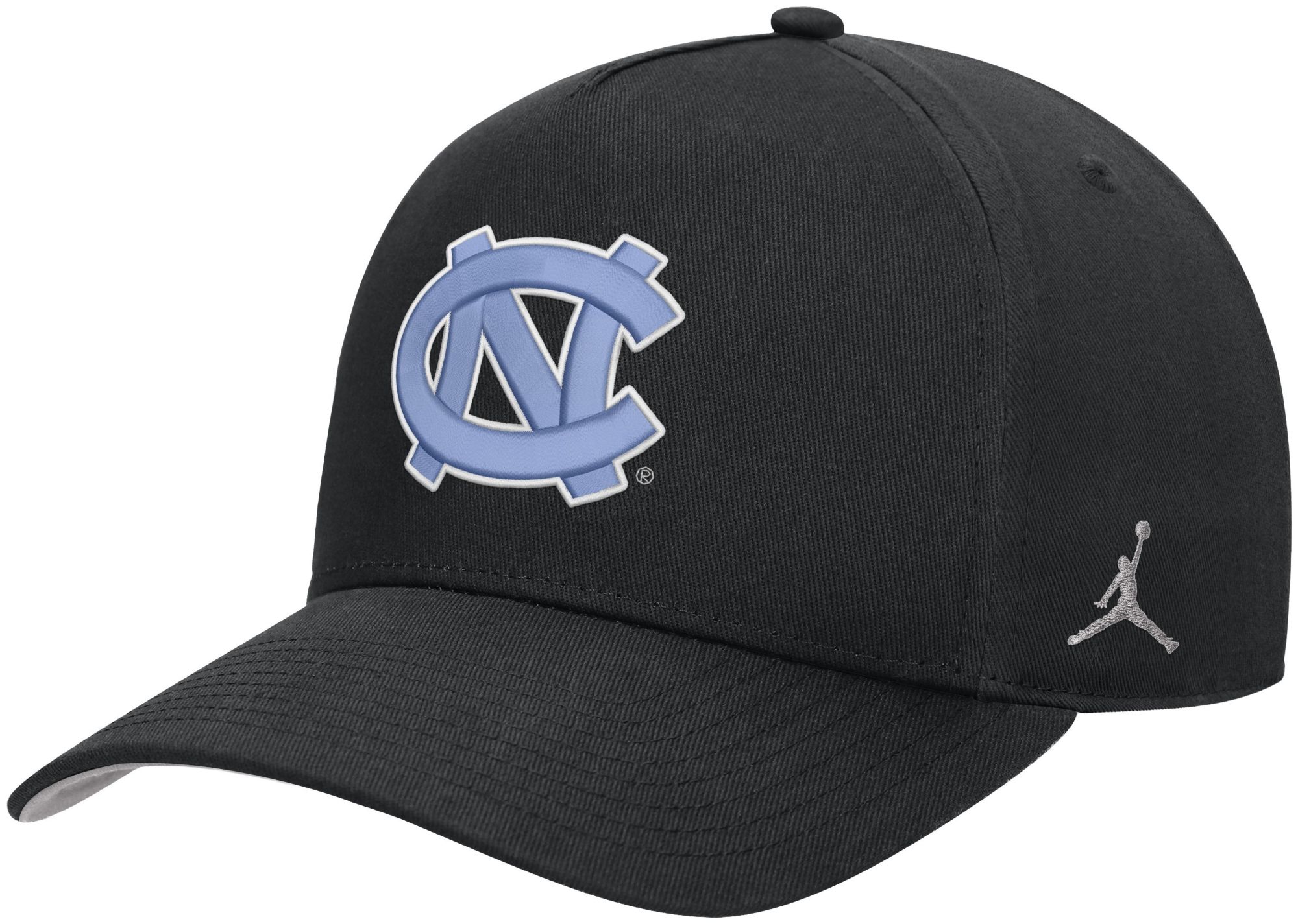 Jordan Adult North Carolina Tar Heels Black Dri-Fit Rise A-Frame Adjustable Hat