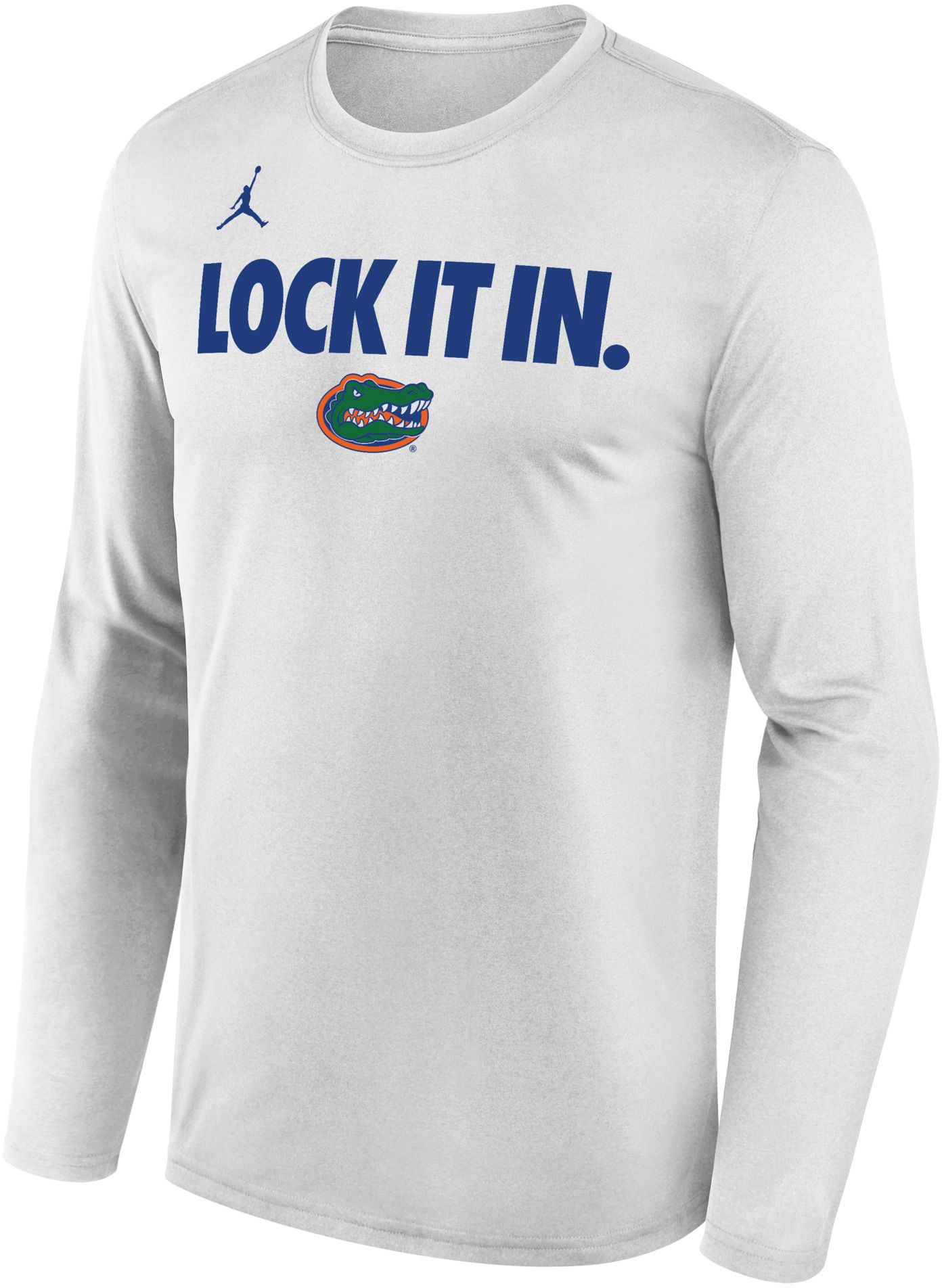 Jordan Adult Florida Gators 'Lock It In.' White Bench Long Sleeve Shirt