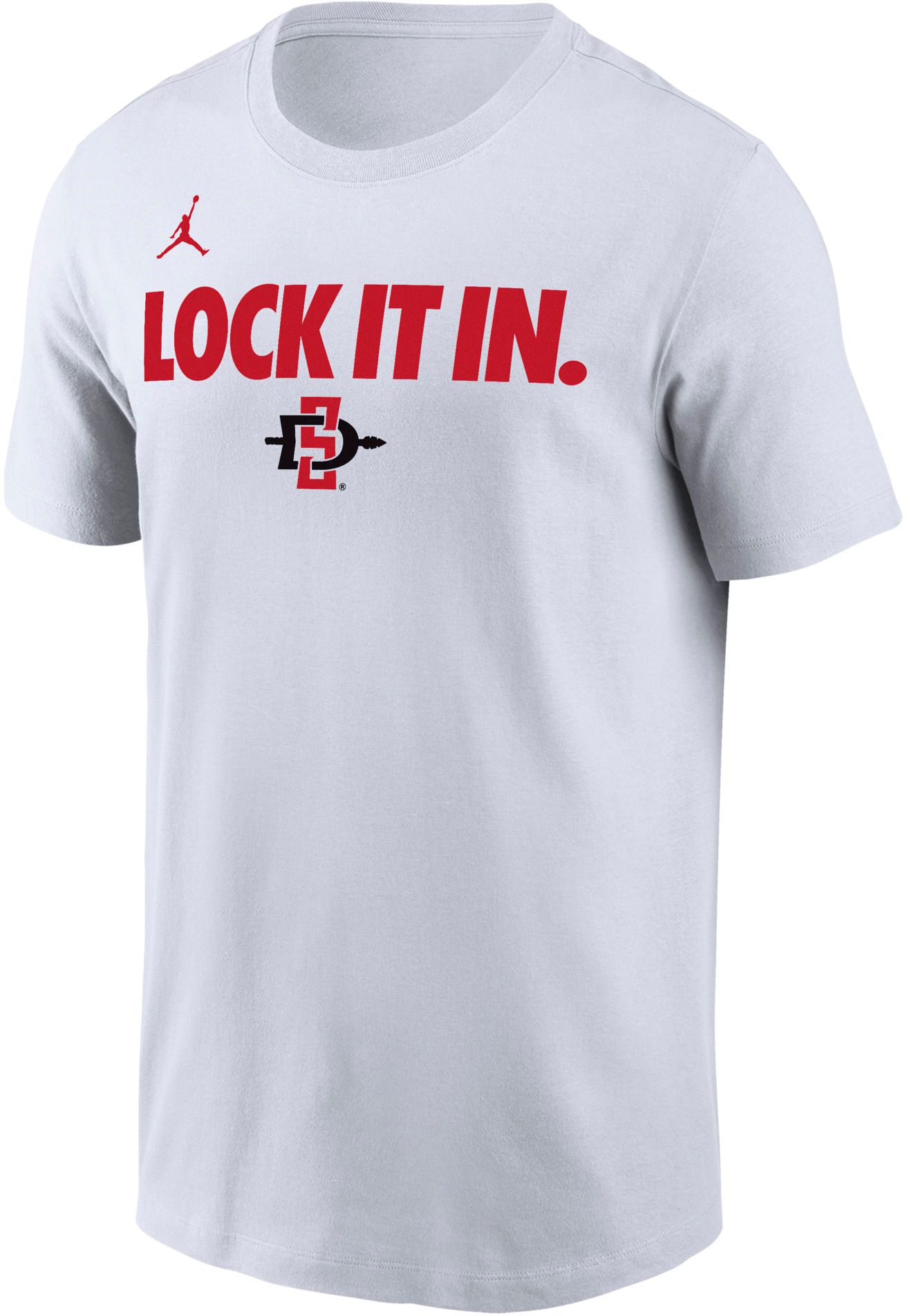 Jordan Adult San Diego State Aztecs 'Lock It In.' White Bench T-Shirt