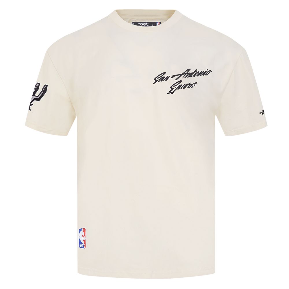 Pro Standard Men's San Antonio Spurs Off White Script Drop Shoulder T-Shirt